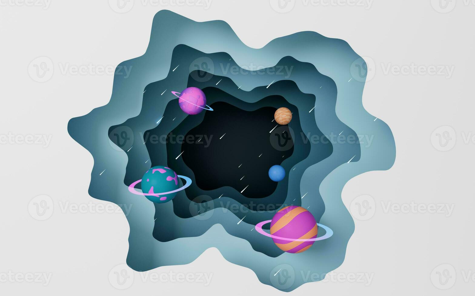 Planet in the outer space, 3d rendering. photo