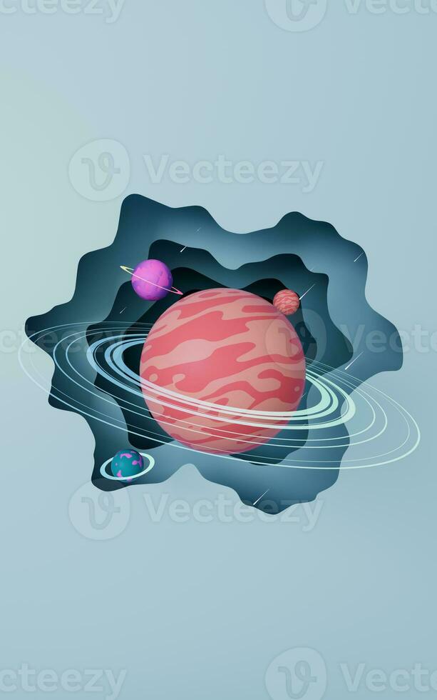 Planet in the outer space, 3d rendering. photo