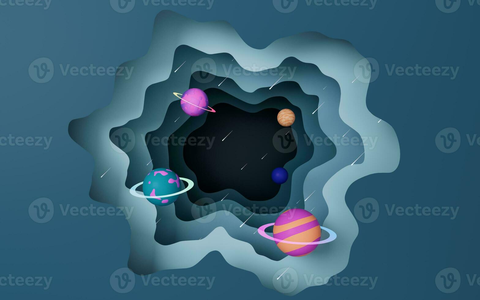 Planet in the outer space, 3d rendering. photo