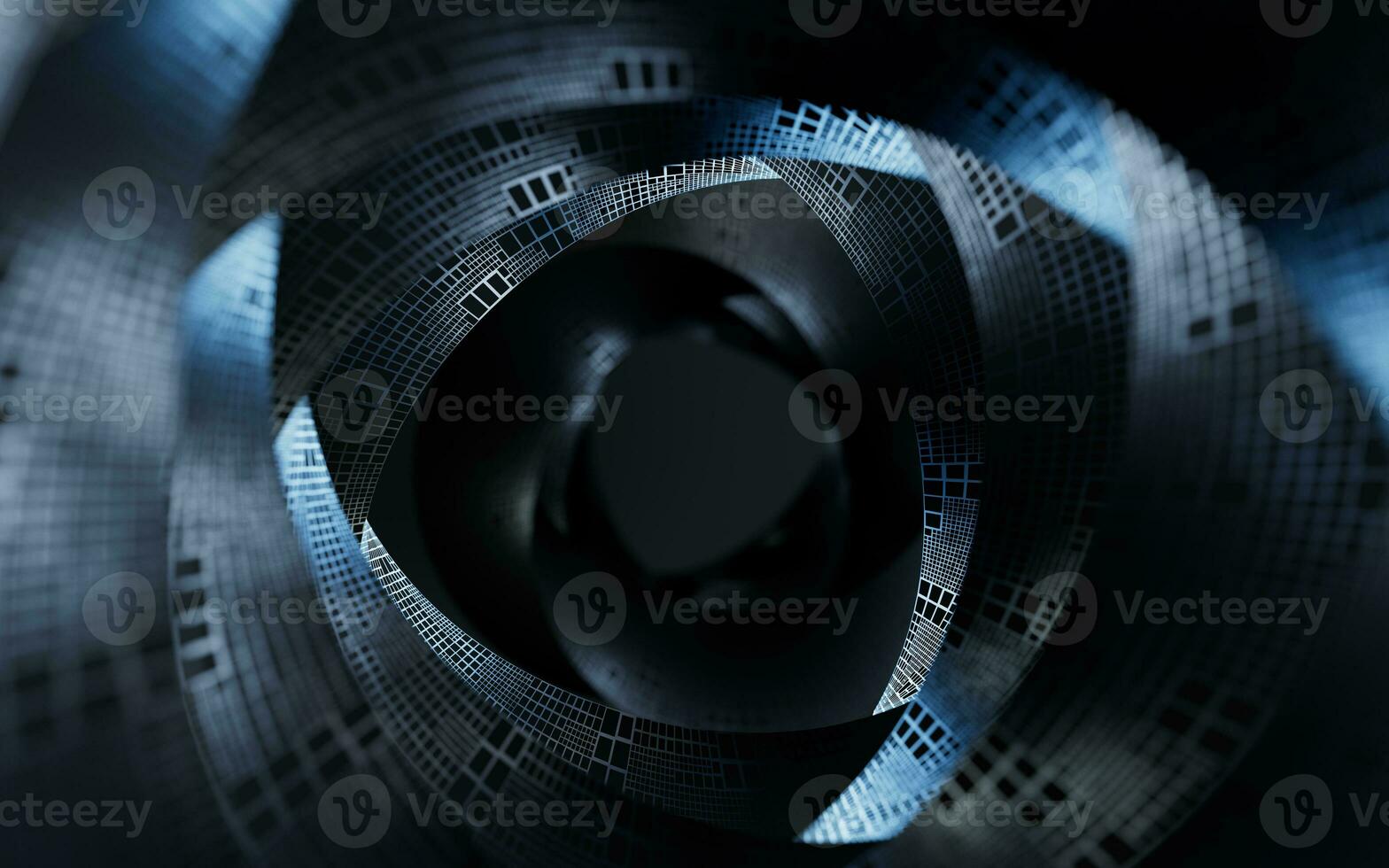 Spiral metal curve tunnel, 3d rendering. photo