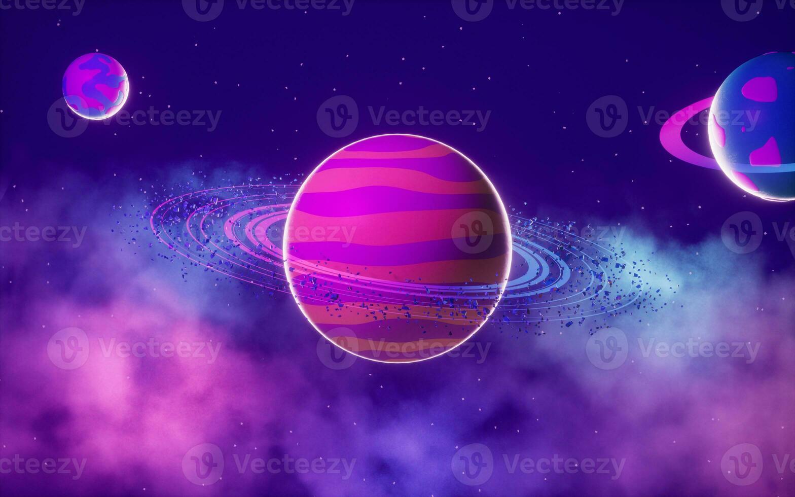 Planet in the outer space, 3d rendering. photo