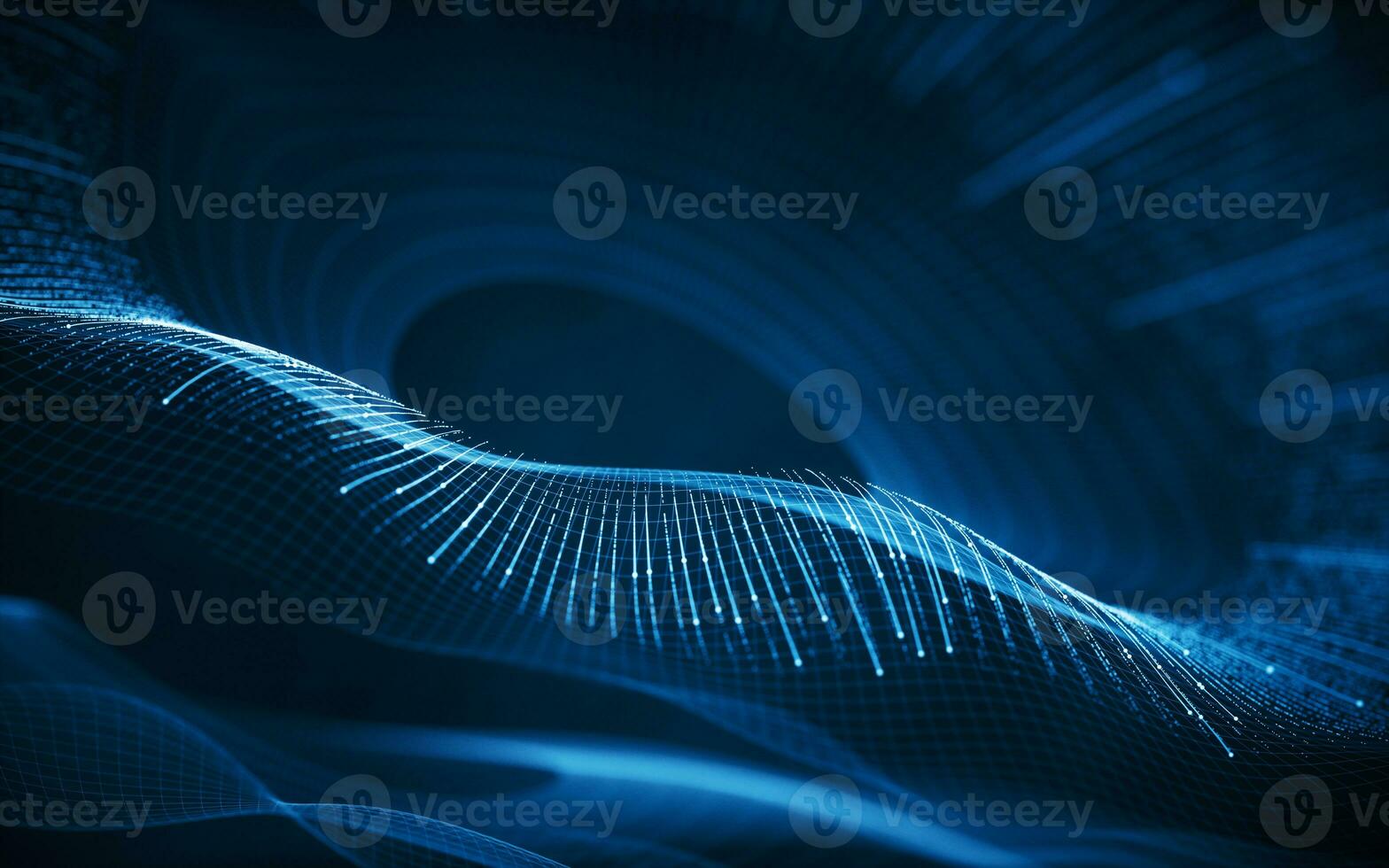 Cyberspace with glowing wave lines, 3d rendering. photo