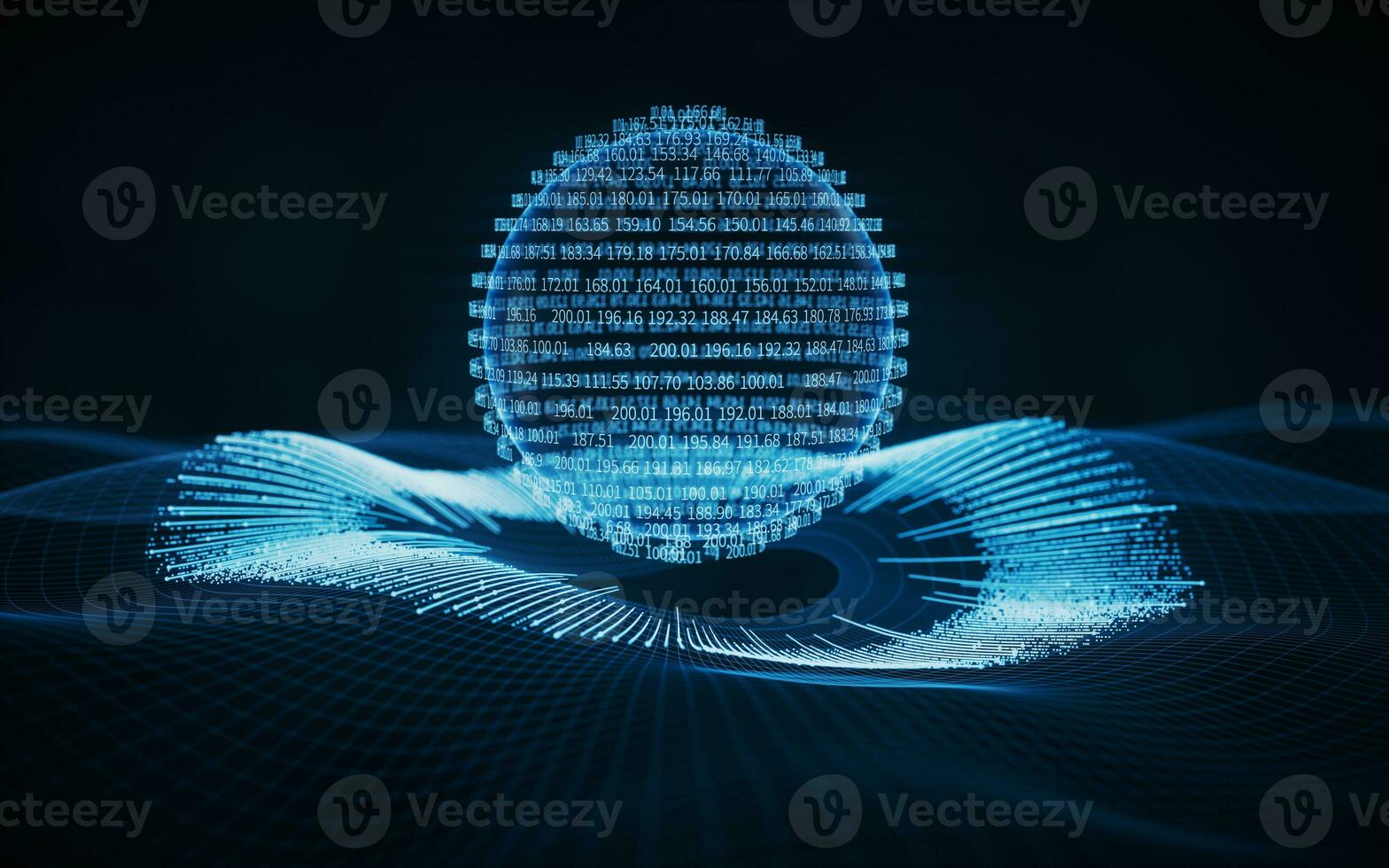 Coding digital planet with big data concept, 3d rendering. photo