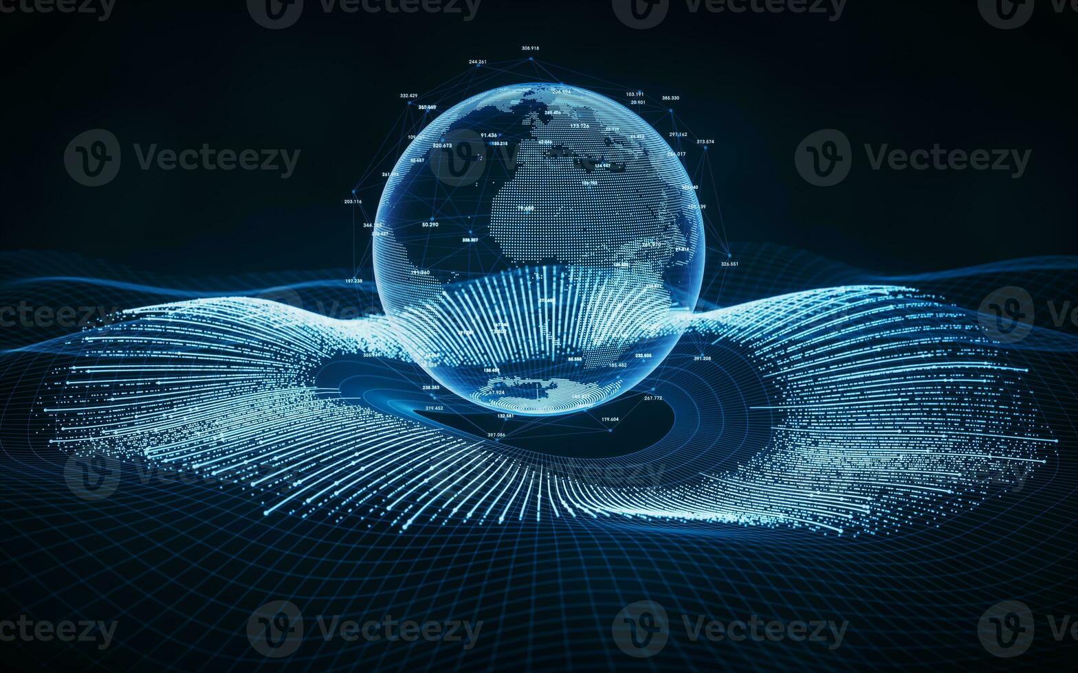 Coding digital planet with big data concept, 3d rendering. photo