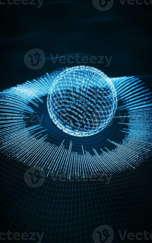 Coding digital planet with big data concept, 3d rendering. photo