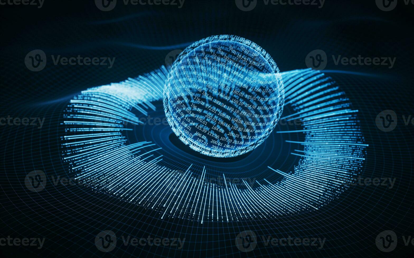 Coding digital planet with big data concept, 3d rendering. photo