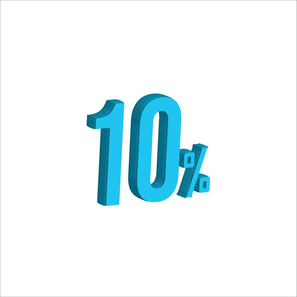 Sky blue  10 Percent 3d illustration sign on white background have work path. Special Offer Percent Discount Tag. Advertising signs. Product design. Product sales. vector