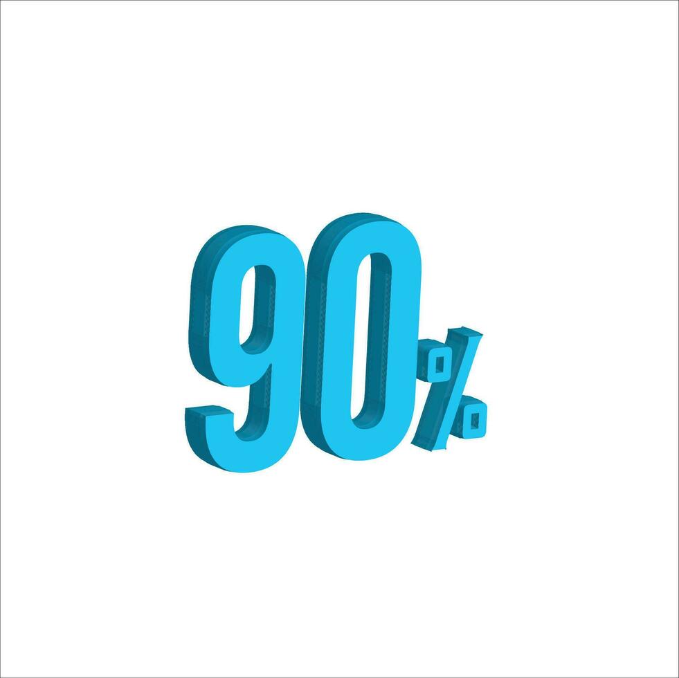 Sky blue  90 Percent 3d illustration sign on white background have work path. Special Offer 90Percent Discount Tag. Advertising signs. Product design. Product sales. vector