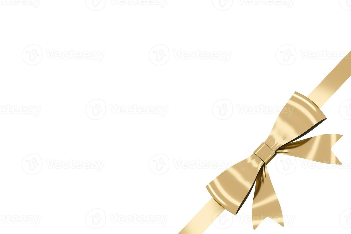 Golden bow-knot with white background, 3d rendering. photo