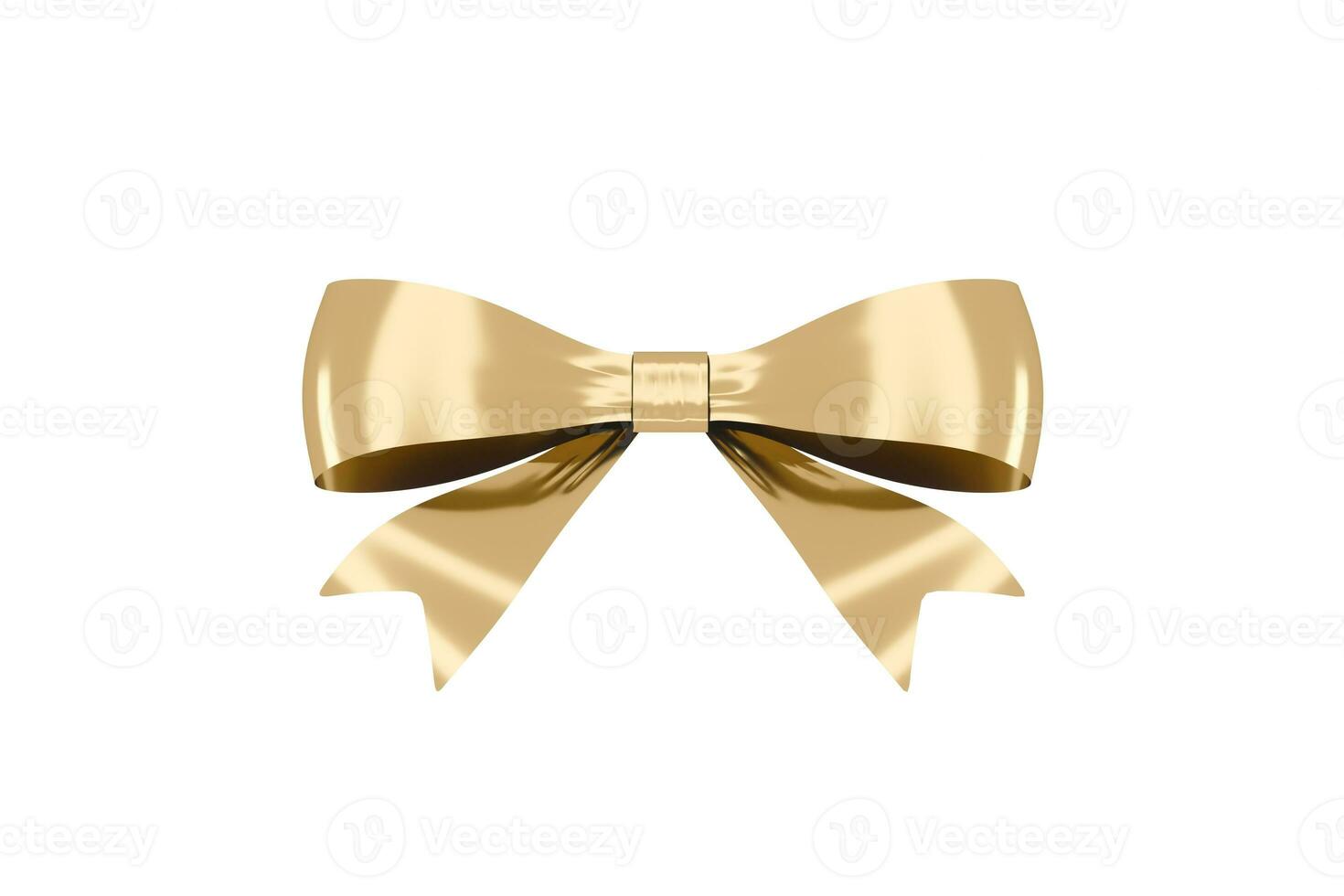 Golden bow-knot with white background, 3d rendering. photo