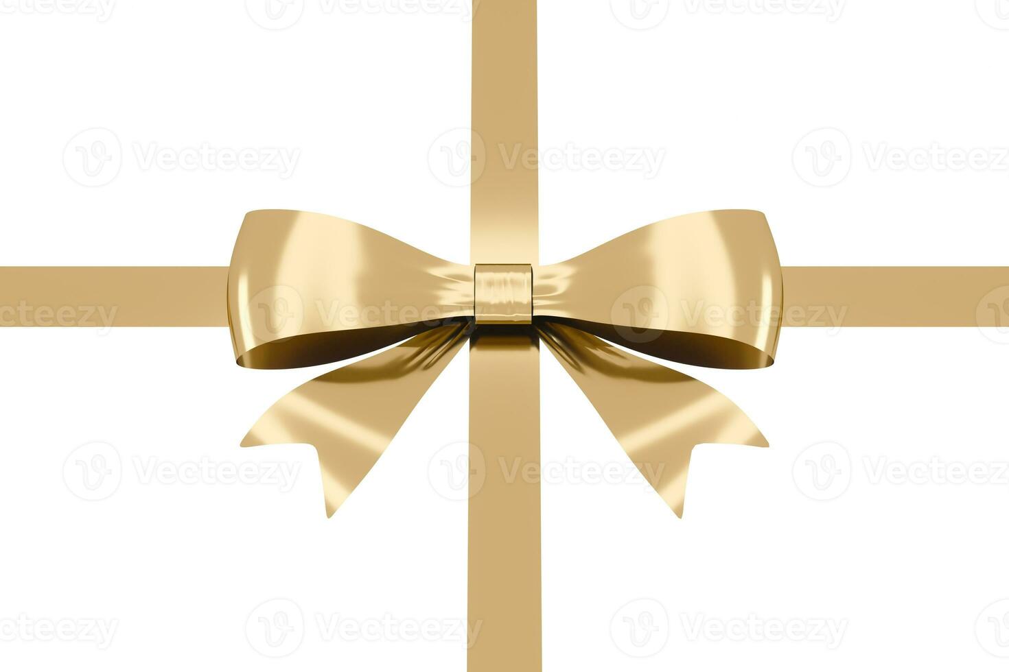 Golden bow-knot with white background, 3d rendering. photo