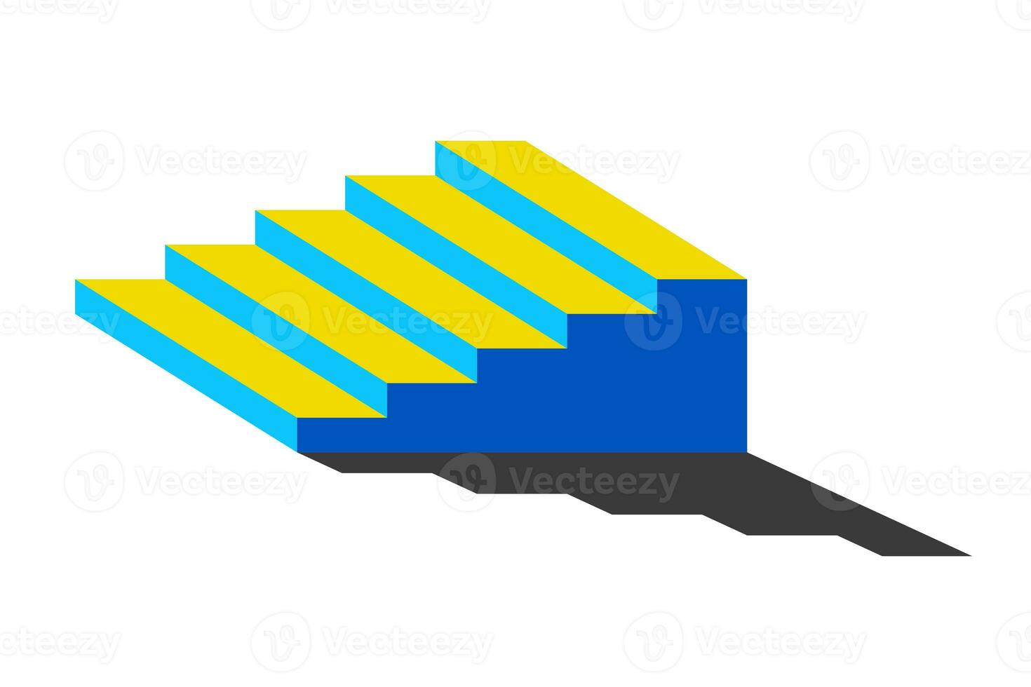 3d isometirc stair 5 steps retro color with shadow for business and working process concept. graphic resource for copy space. illustration abstract white background. photo