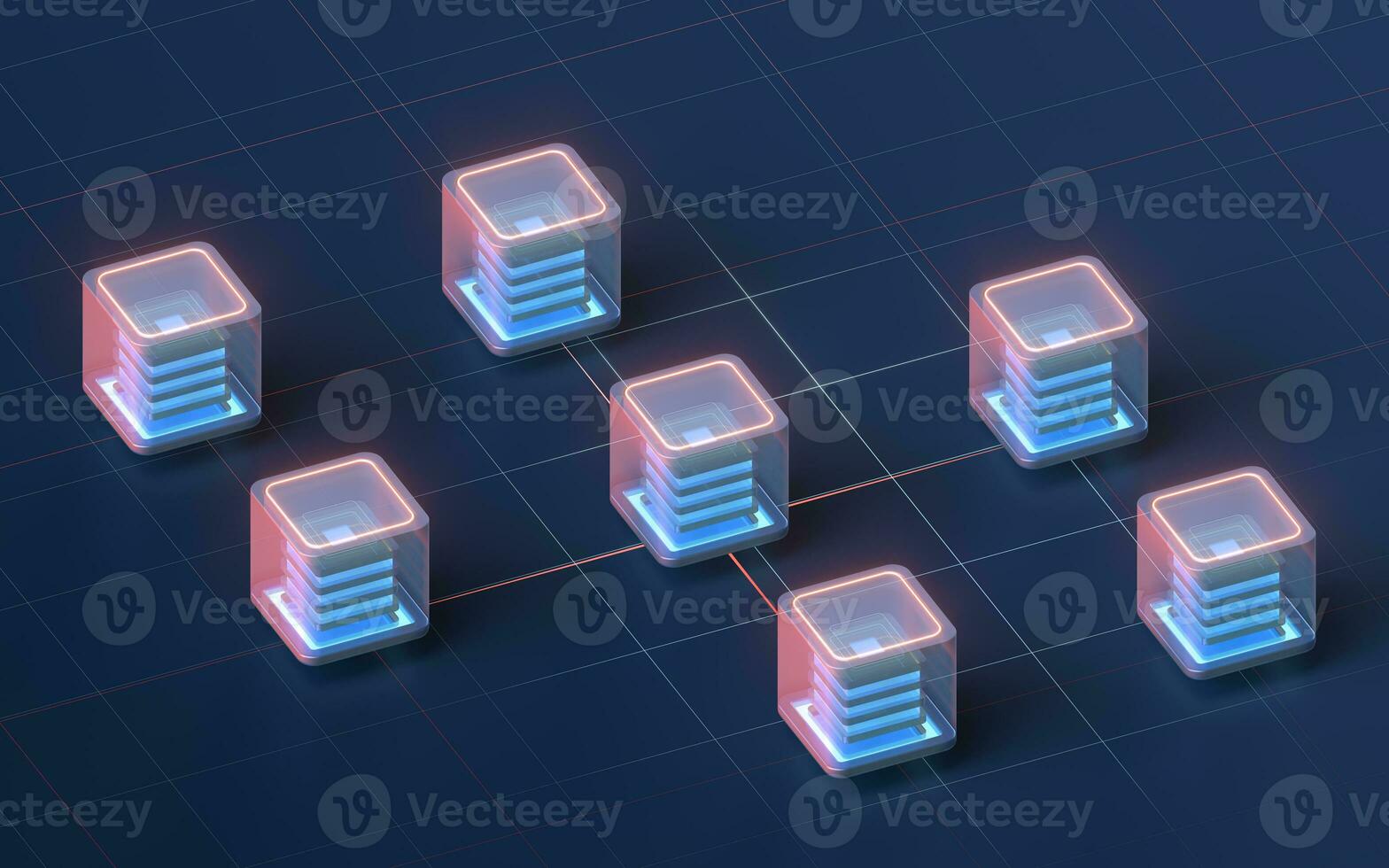 Block chains with a black background, 3d rendering. photo