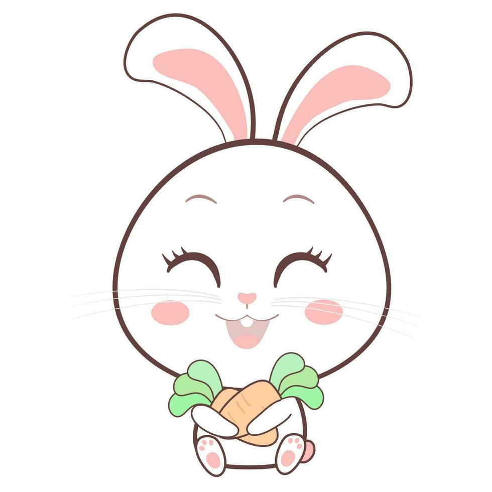 vector illustration of a cute rabbit holding a carrot