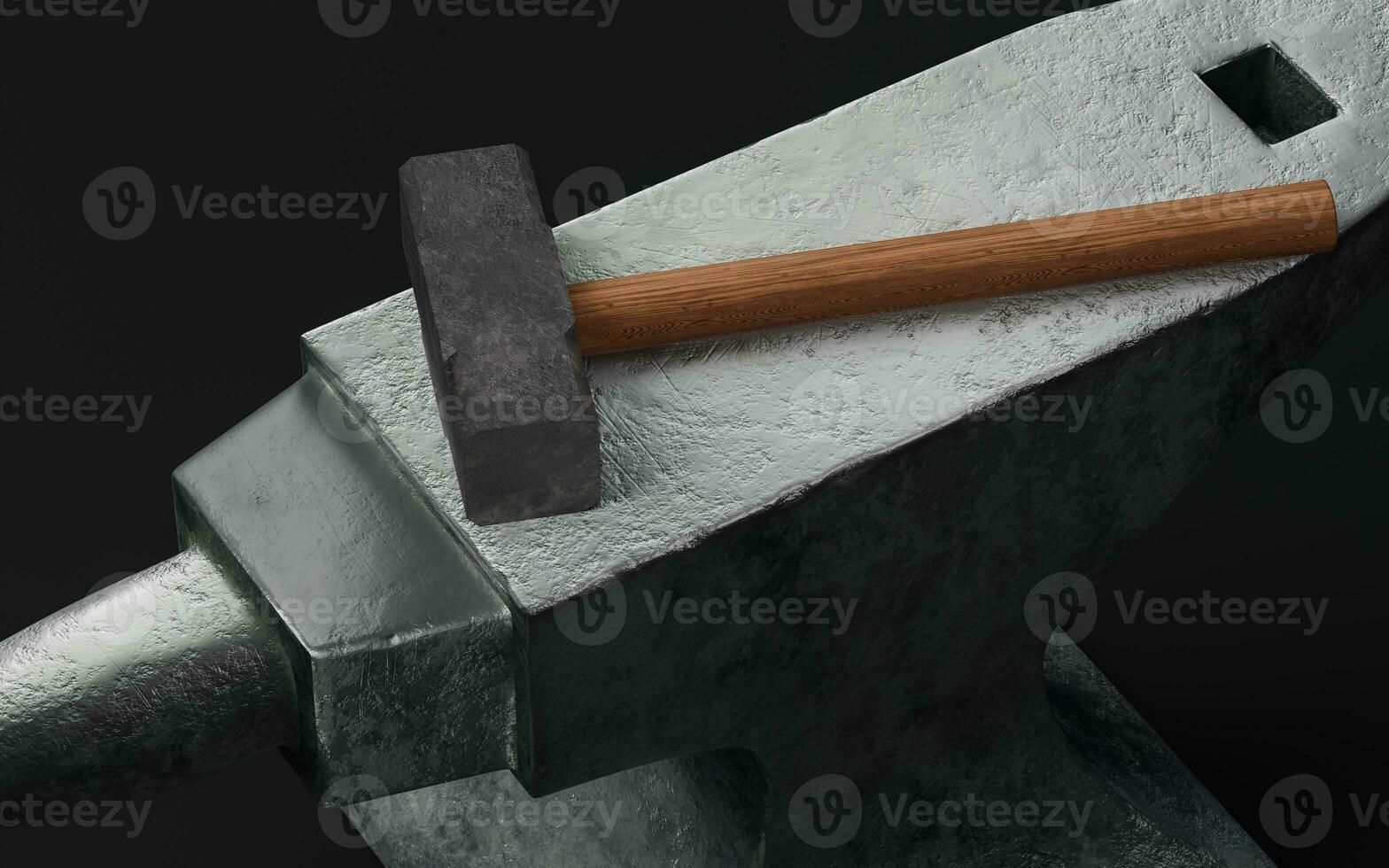 Anvil and hammer, 3d rendering. photo