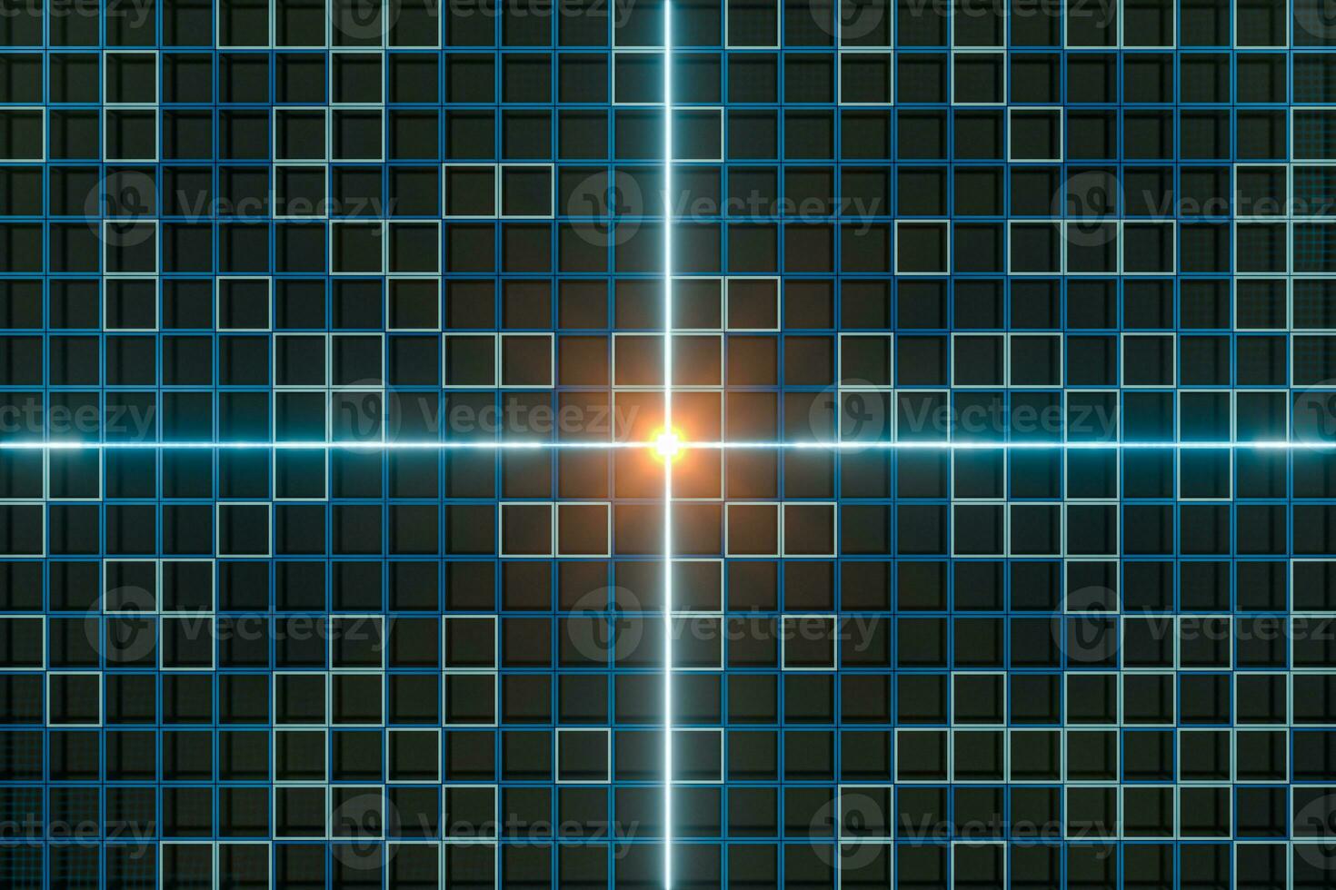 Glowing cubes block, glass material, 3d rendering. photo