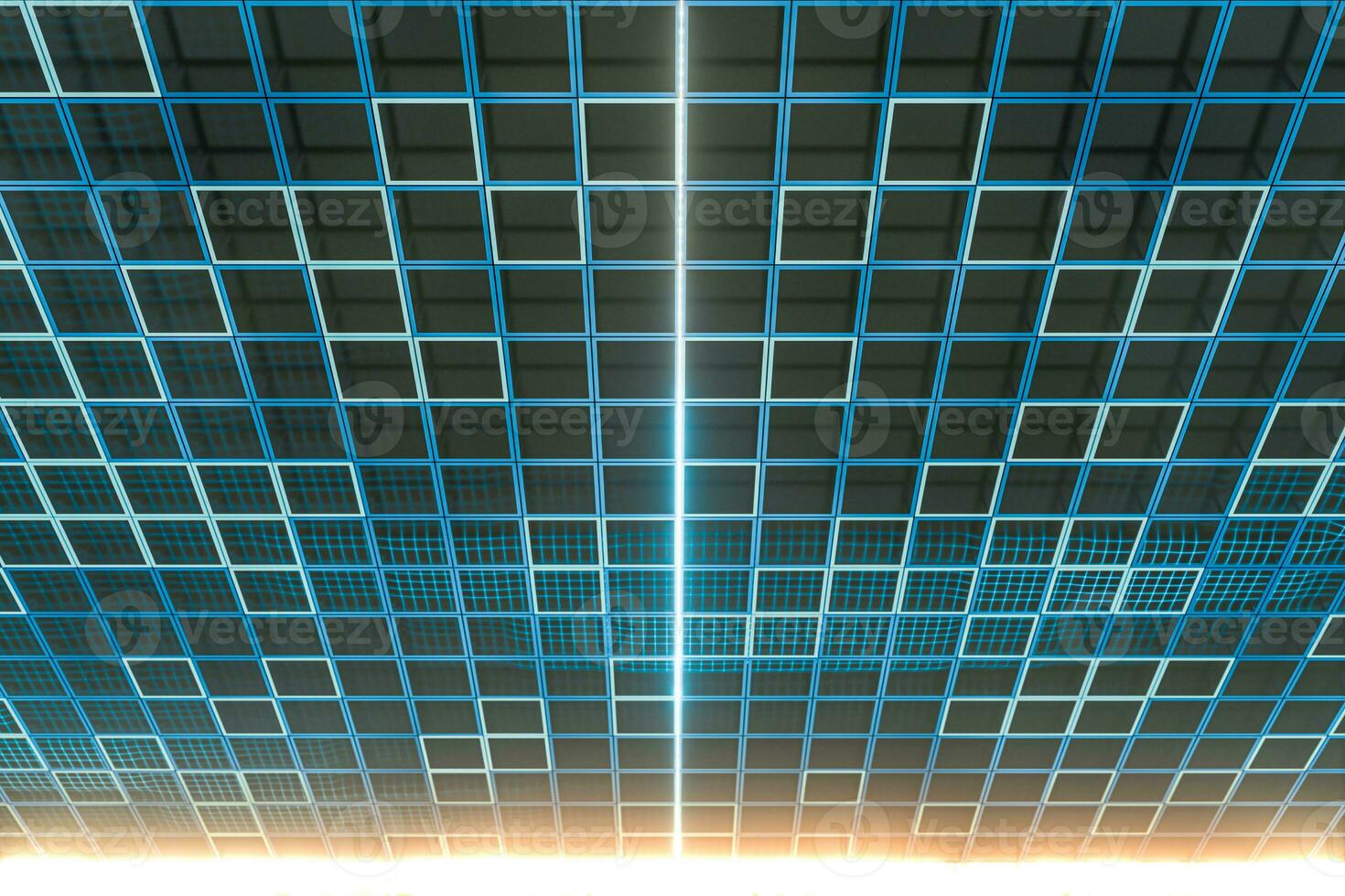 Glowing cubes block, glass material, 3d rendering. photo