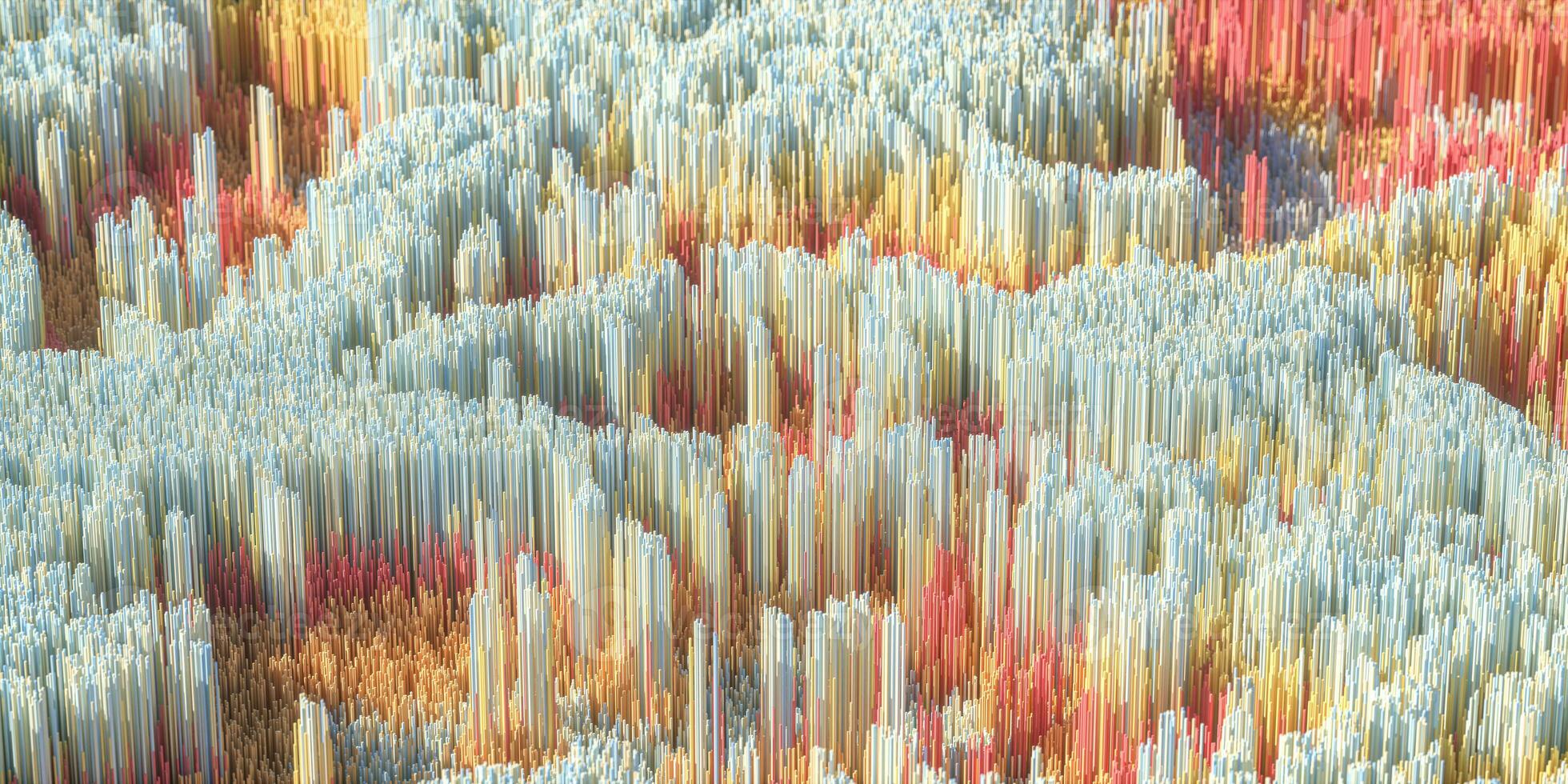 High density pixel cubes landscape, 3d rendering. photo