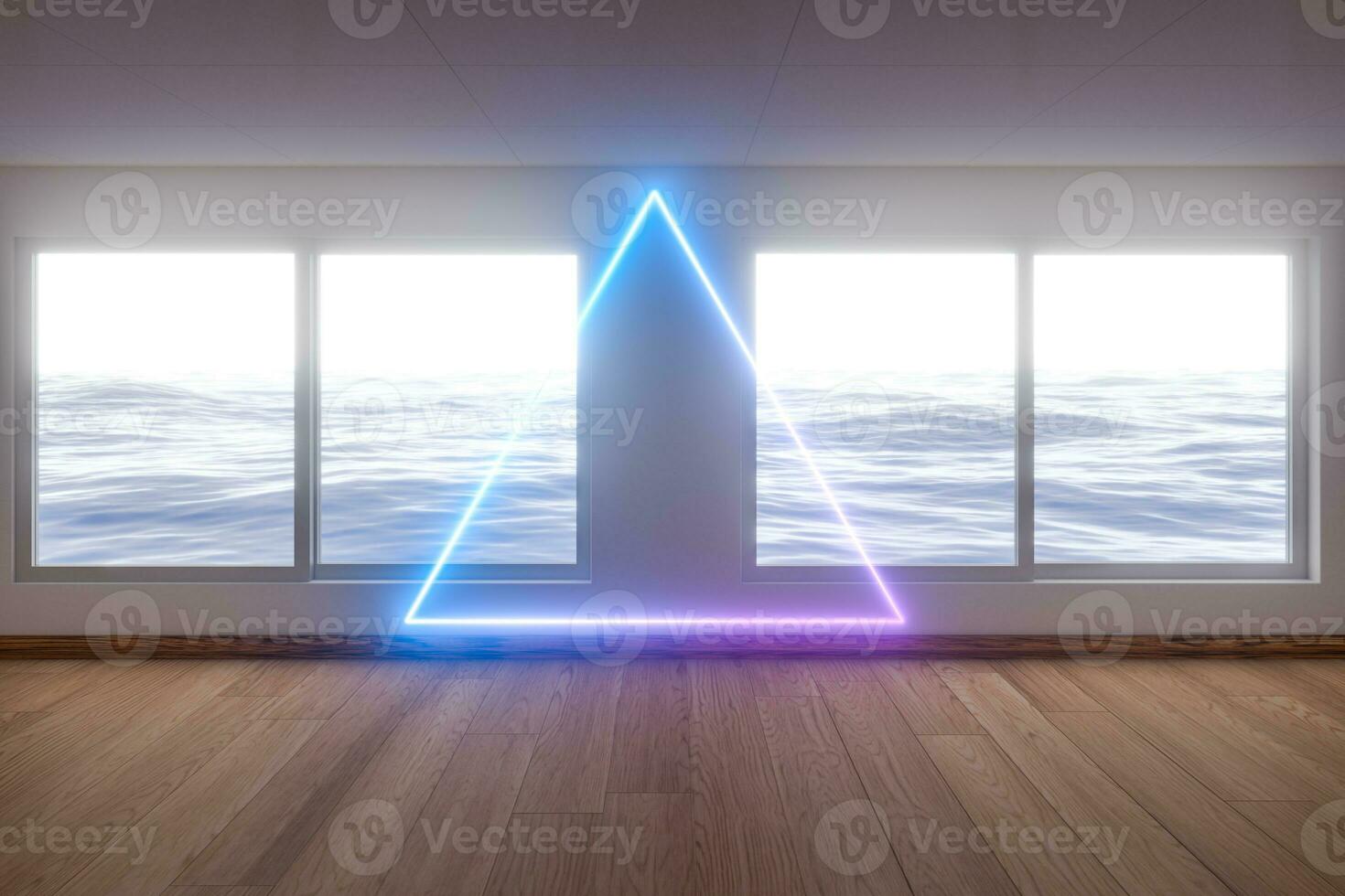 Empty room and neon,bright room,3d rendering. photo