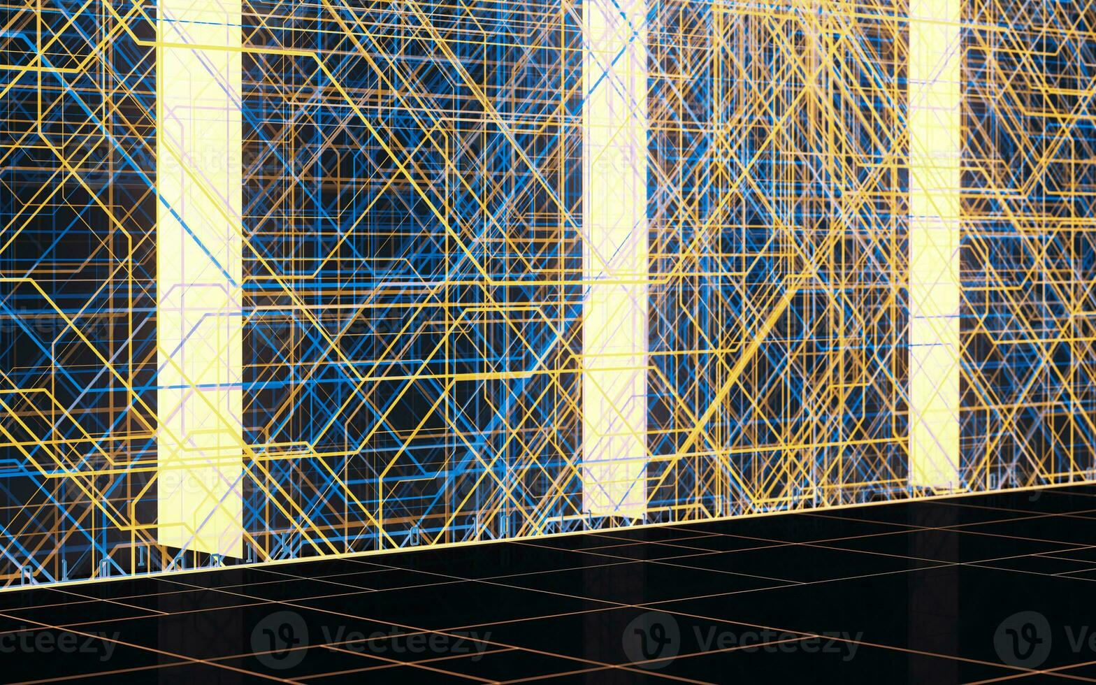 Futuristic gridding and lights, 3d rendering. photo