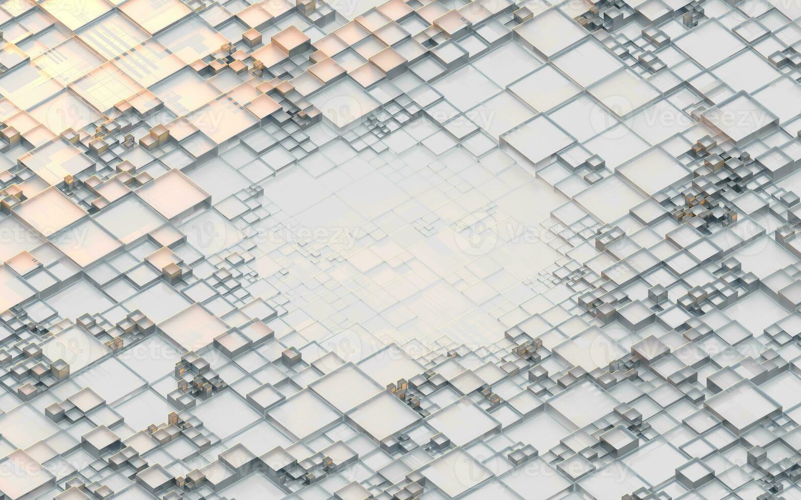 White cube pattern, abstract technology background, 3d rendering. photo