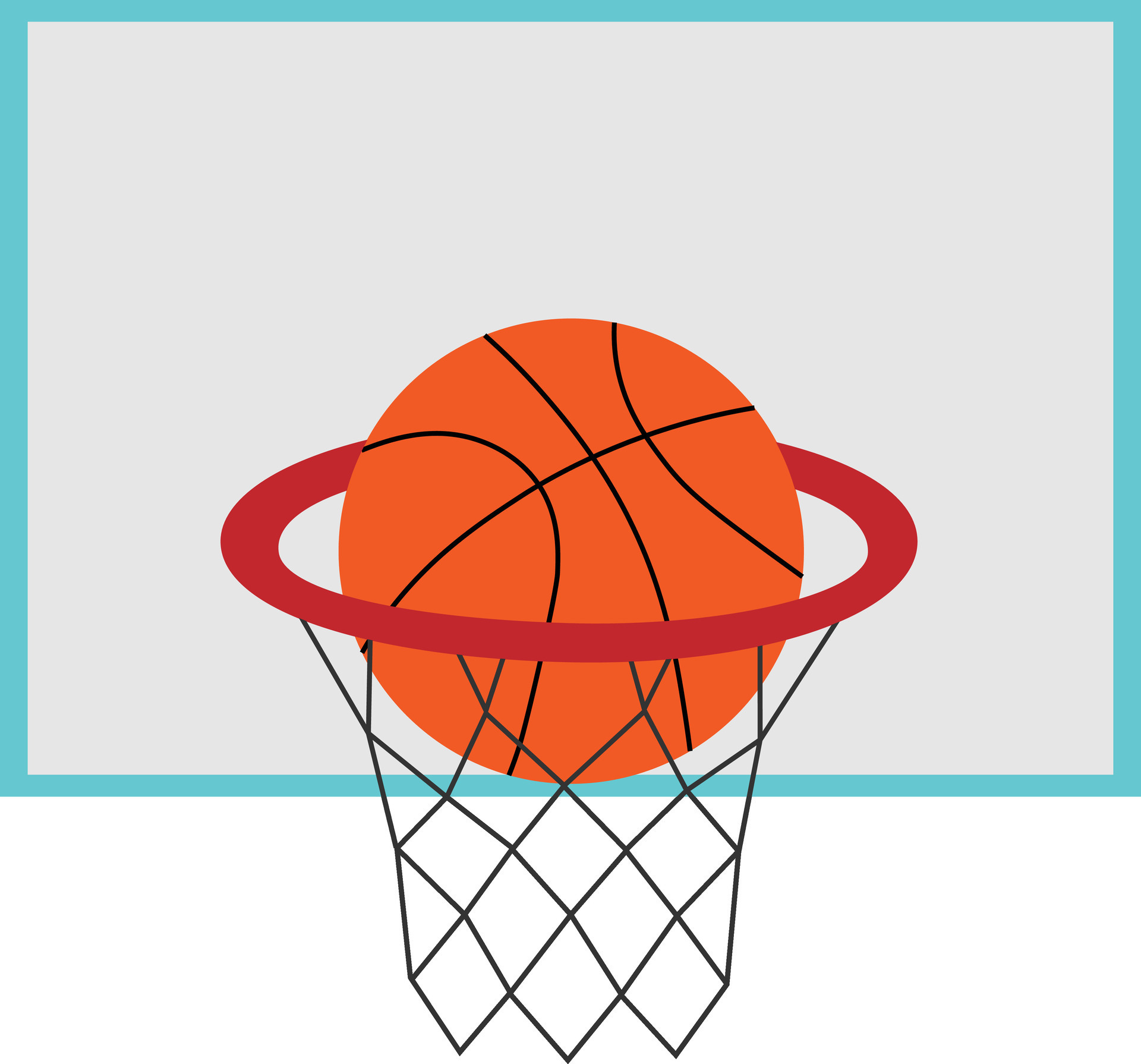 Vector illustration of basketball hoop and ball in cartoon style