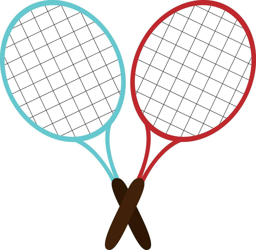 vector ilustración de rojo y azul tenis raquetas en dibujos animados estilo