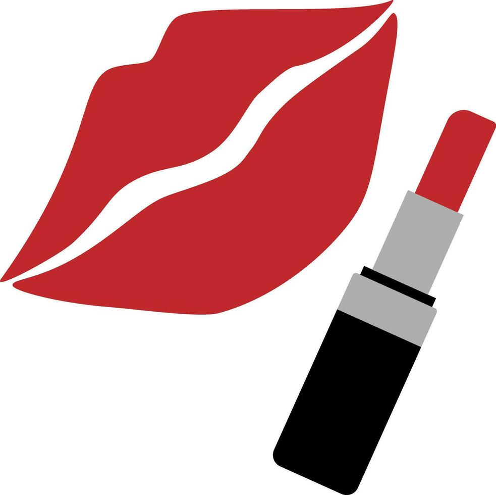 Vector illustration of red lips and lipstick
