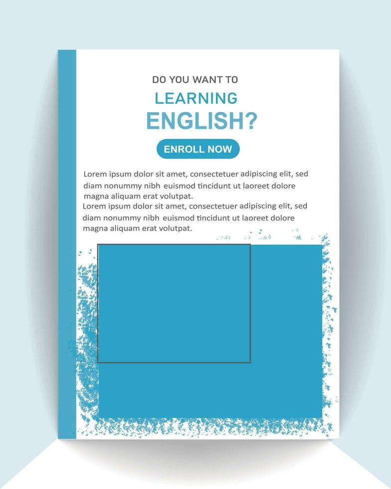 learning English book cover design a4 size flyer. vector