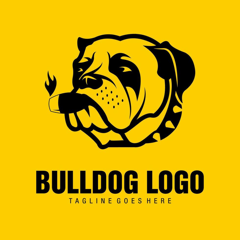 bulldoze dog logo likes to smoke looks ferocious vector
