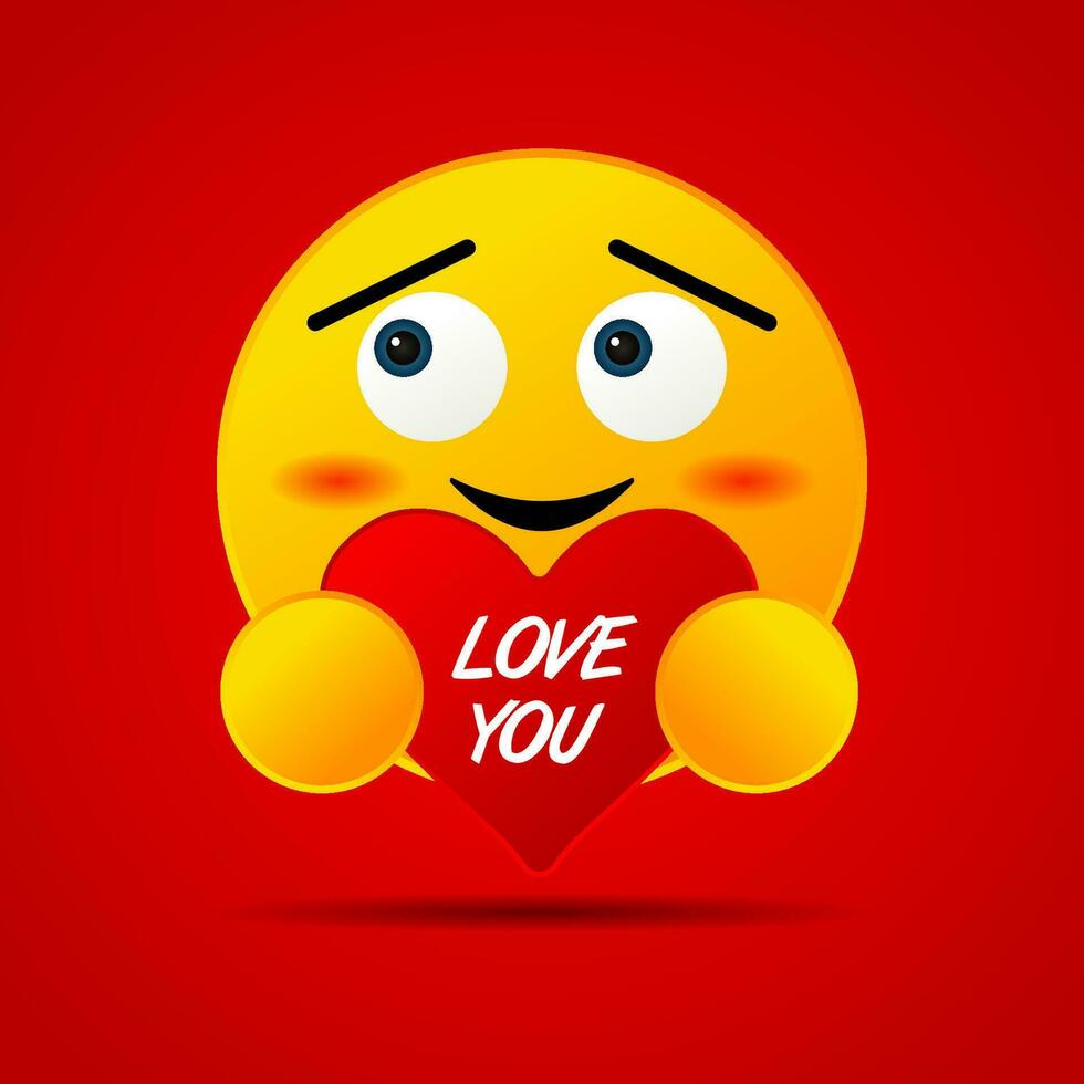 cute emoticon fall in love with the words love you vector