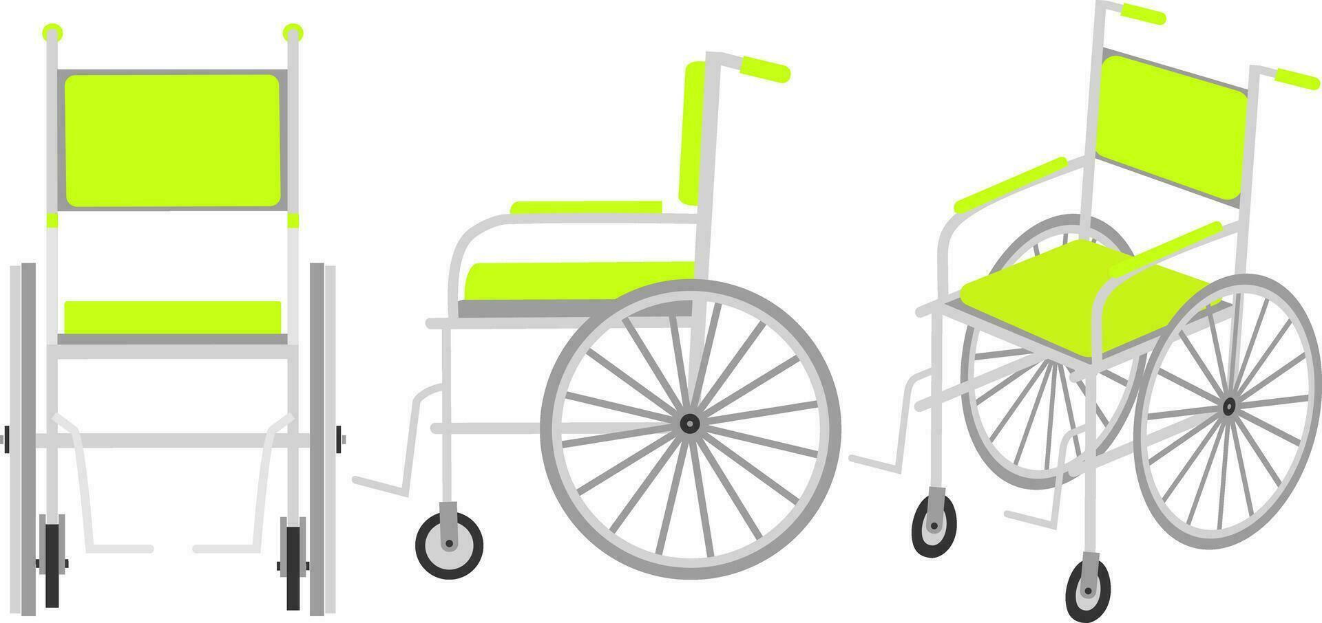 Vector illustration of wheelchair for disabled people isolated on white background