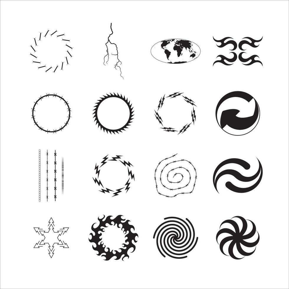 tribal vector tatuaje elementos, hippie iconos, patrón, motivo, adecuado para tatuaje arte, calle diseño elementos, murales y otros.