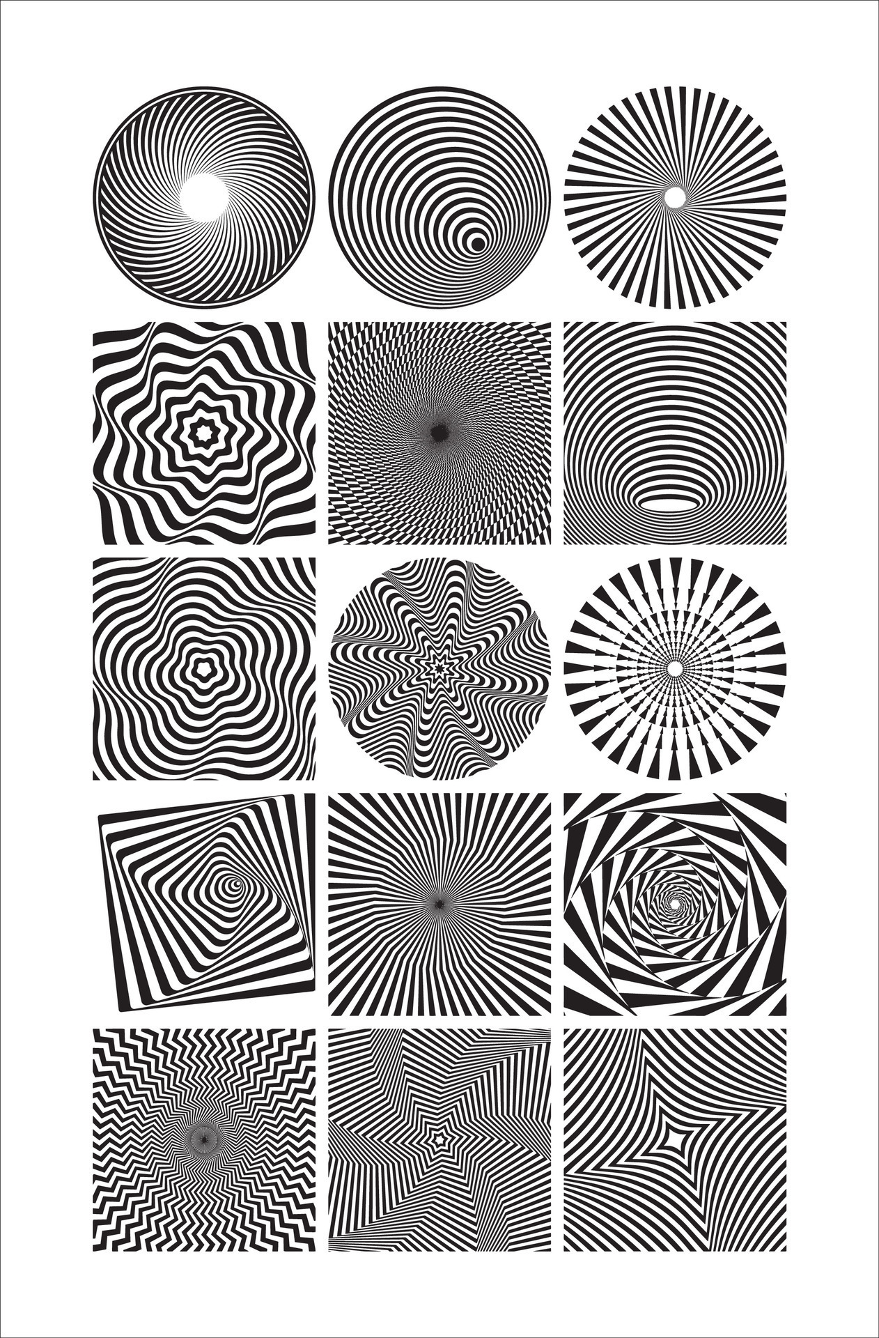 Black and white geometric abstract hypnotic pattern. optical illusion
