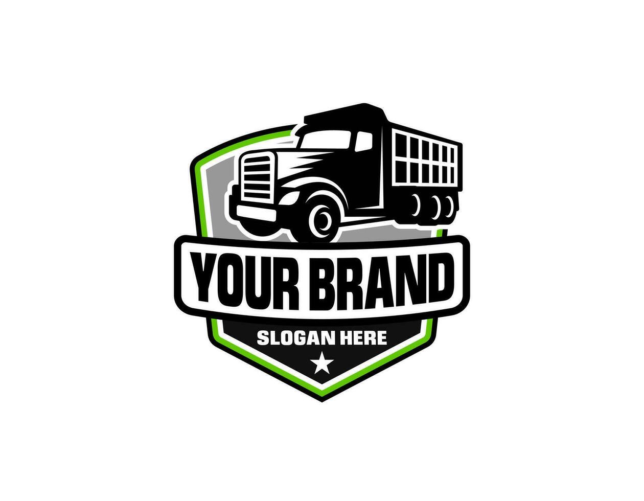 Dump trucking company logo design. Tipper truck logo vector isolated. Ready made logo template set vector isolated