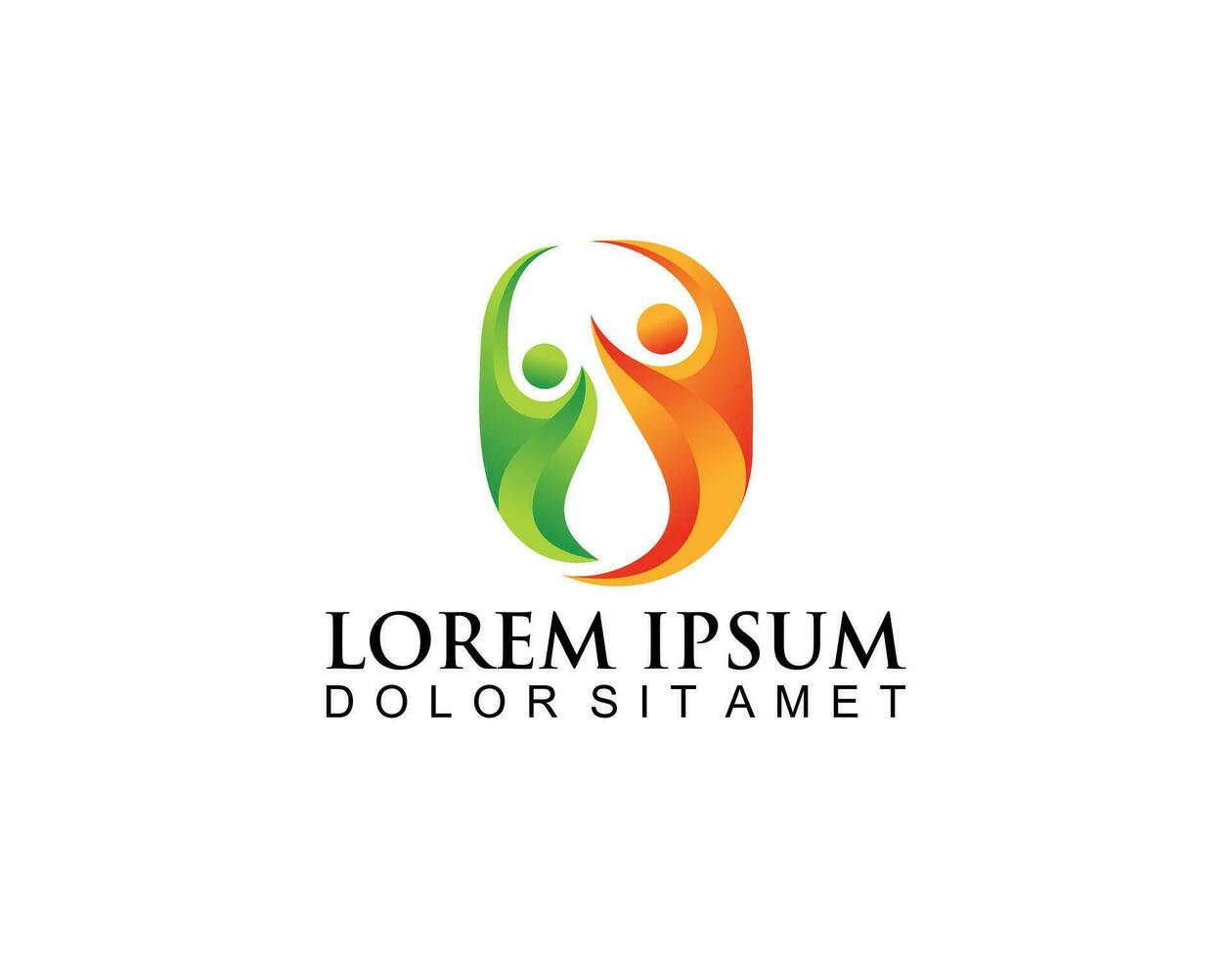 Abstract People Care Logo. Human Icon with Circular Two Hands Symbol. Flat Vector Logo Design Template Element.