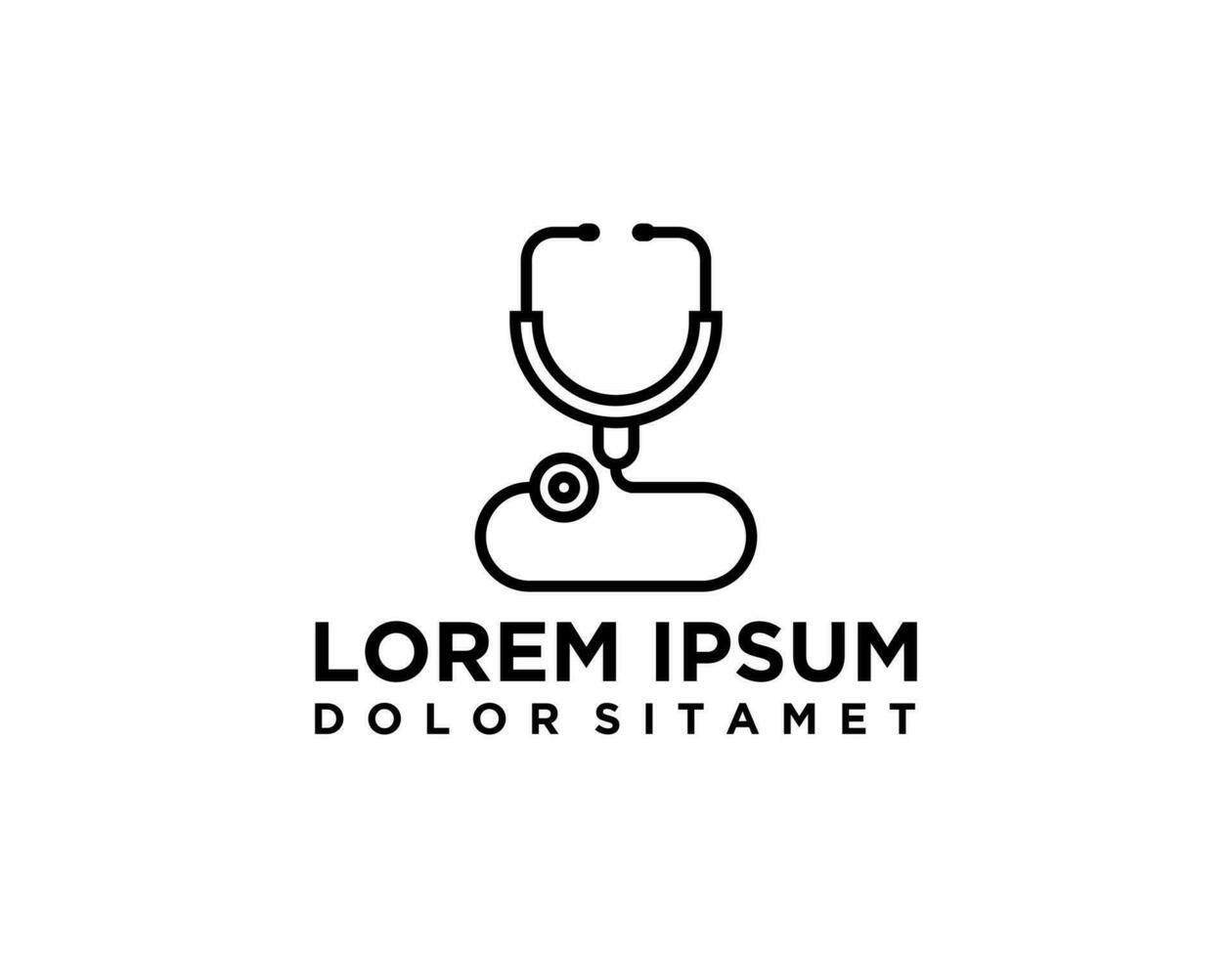 Simple stethoscope icon. Linear, thin outline vector