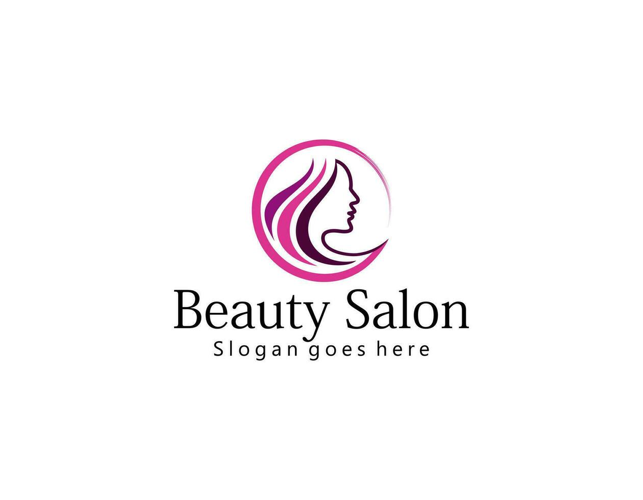 Logo vektor salon kecantikan dan spa. dan potret wanita dengan rambut bergelombang. vector
