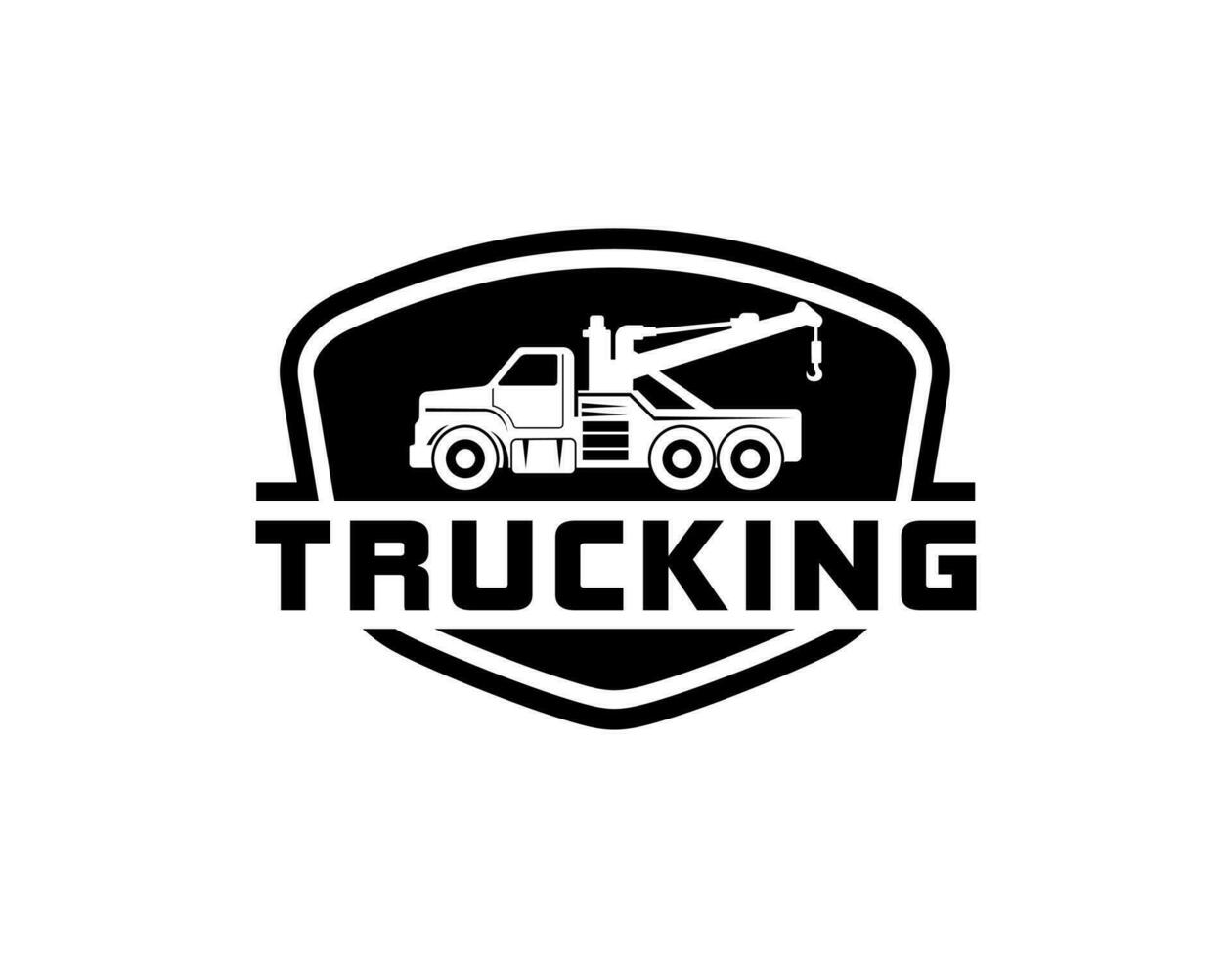 towing truck with emblem logo design vector