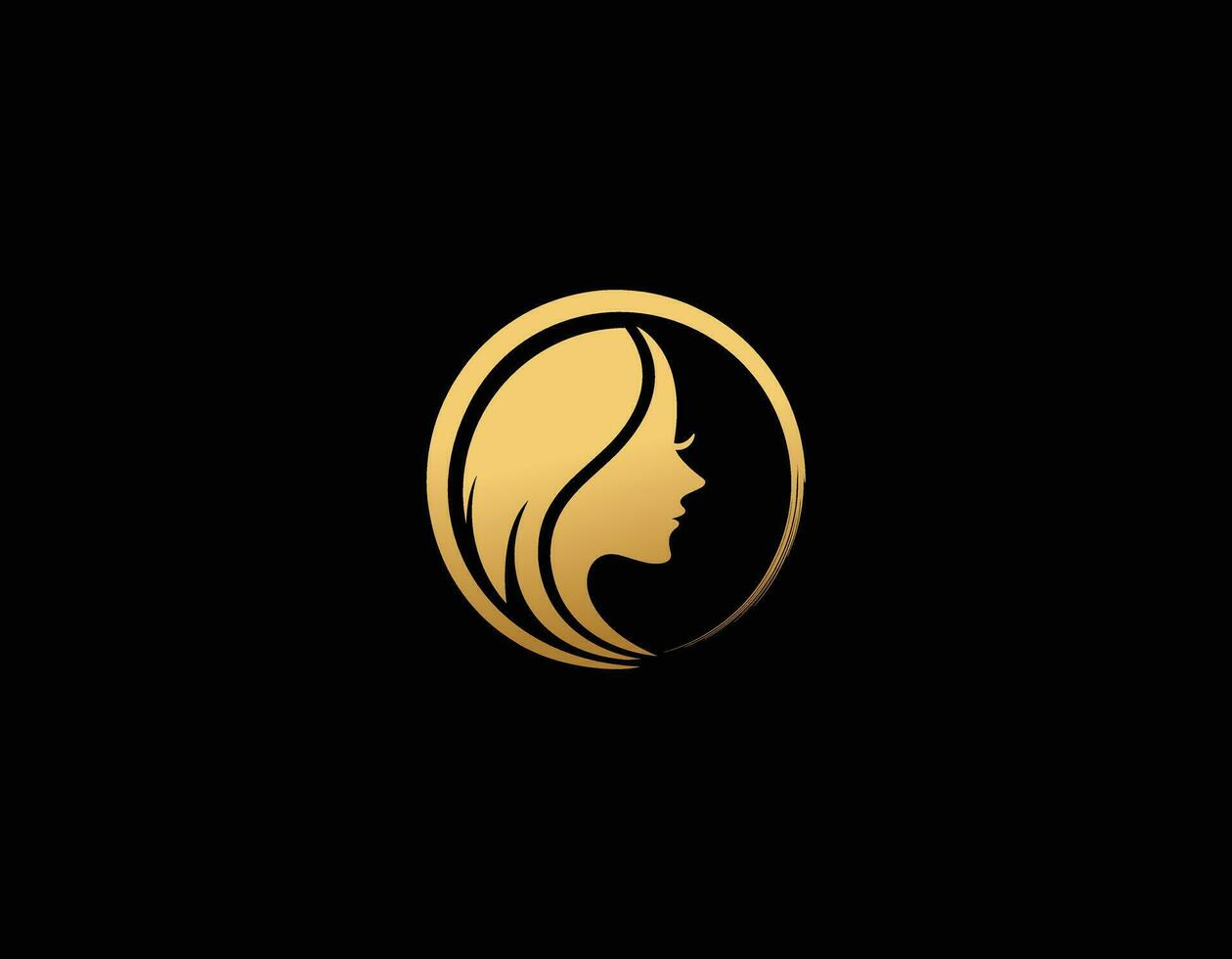 beauty gold woman logo template vector