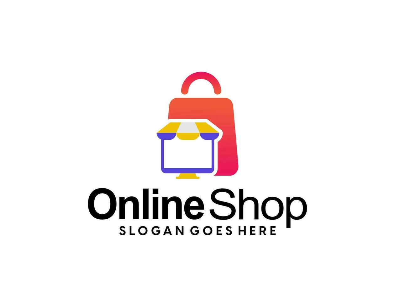 Shopping logo, E-commerce logotype, Shooping website, Purple gradient, Women's shopping website, fast shopping, E-store, website, application, template, business, company, online shop vector