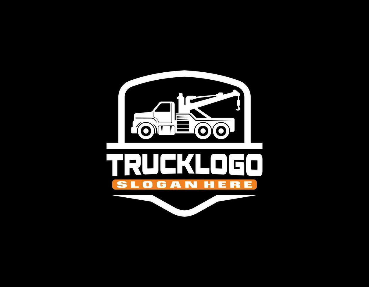 towing truck with emblem logo design vector