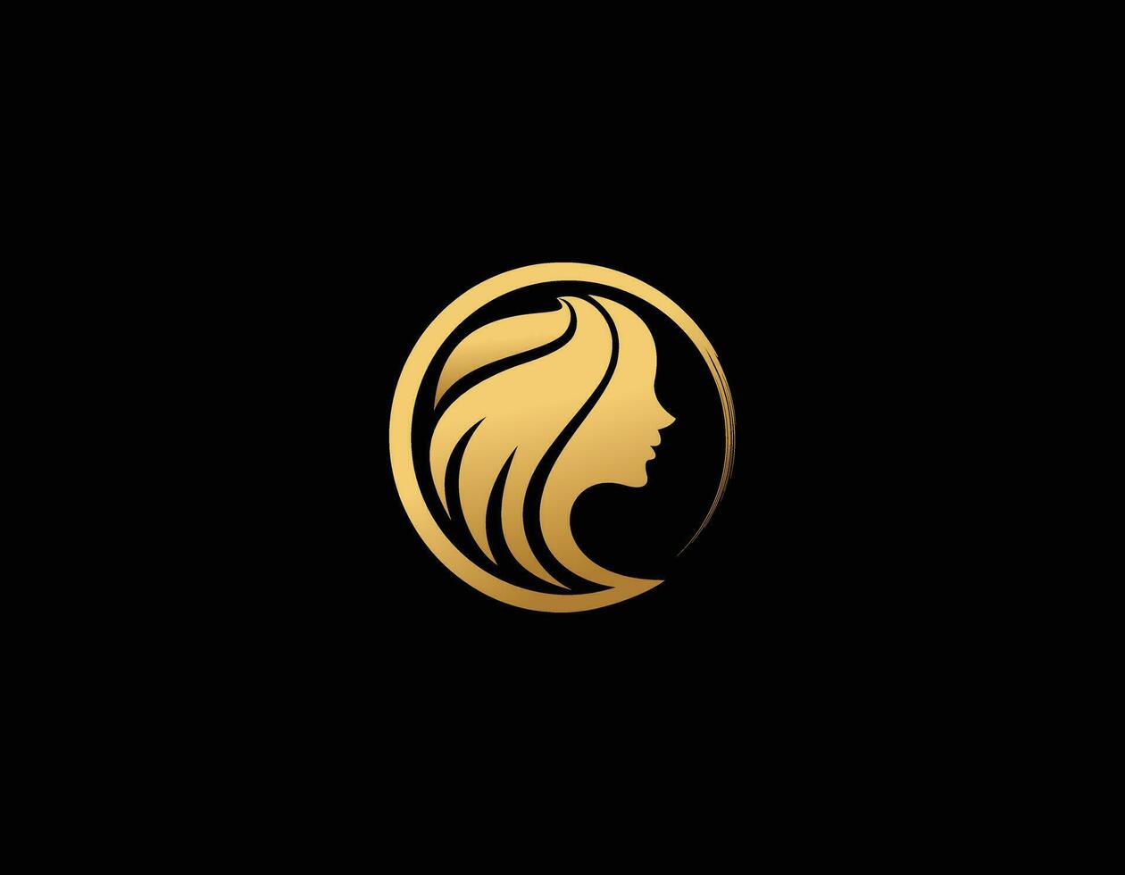 beauty gold woman logo template vector