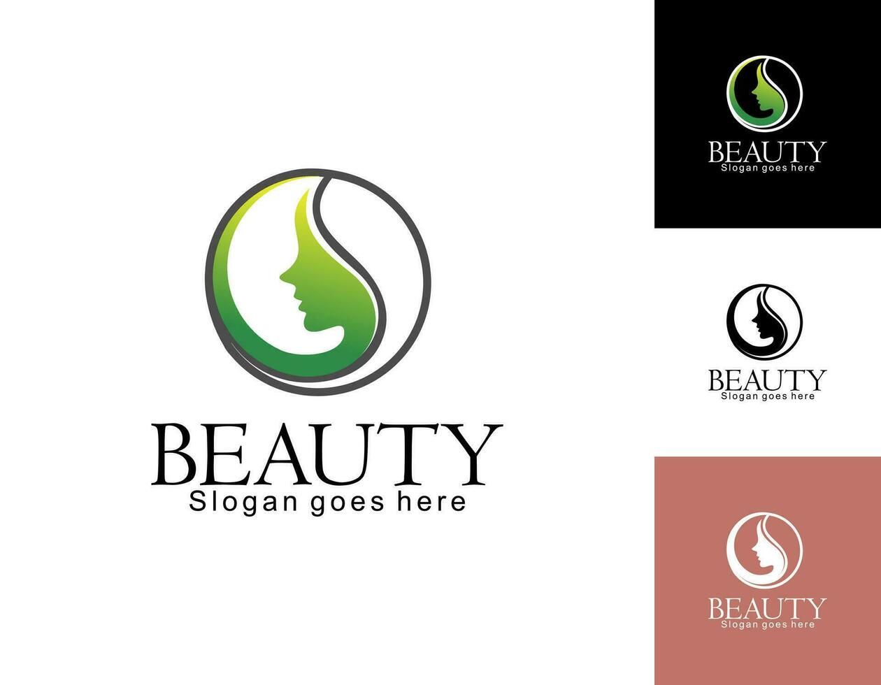 natural hermosa mujer cara flor logo con oro degradado y negocio tarjeta diseño para belleza salón prima vector. parte 2 vector