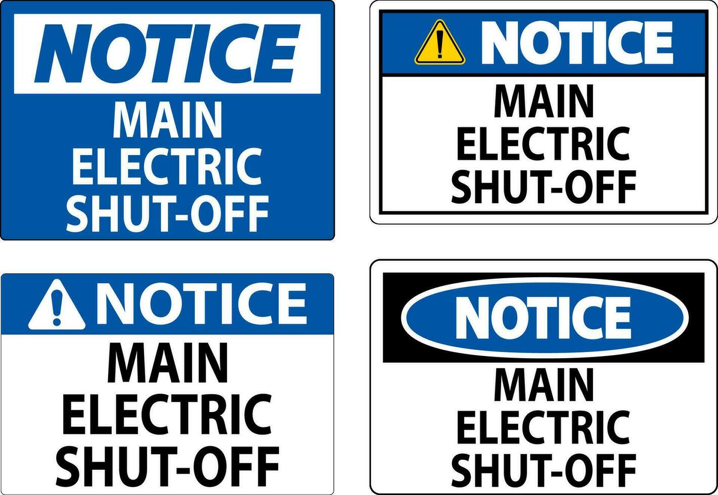 Notice Sign Main Electric Shut-Off vector
