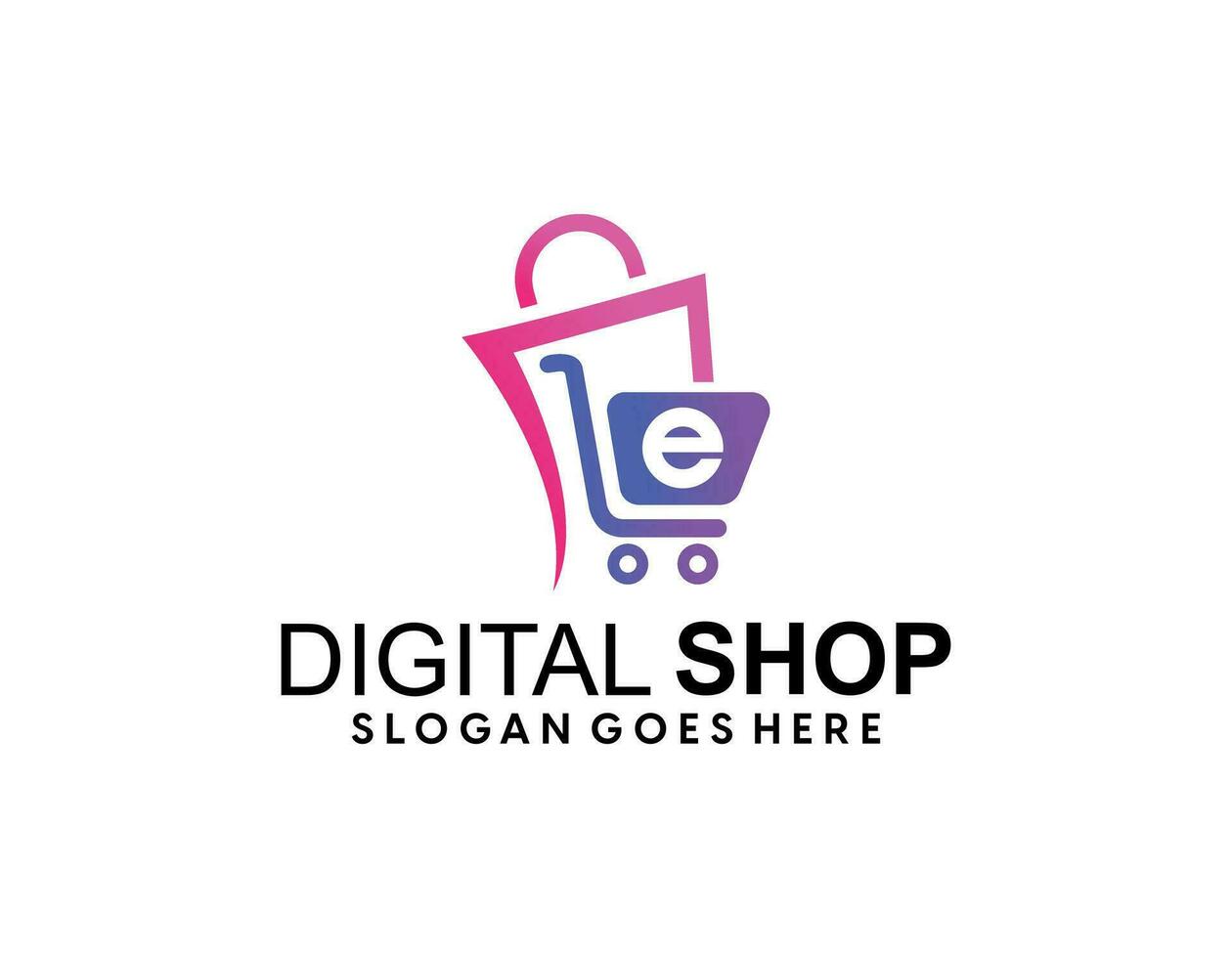 Online shop logo with cool gradient line art style and business card design template Premium Vector