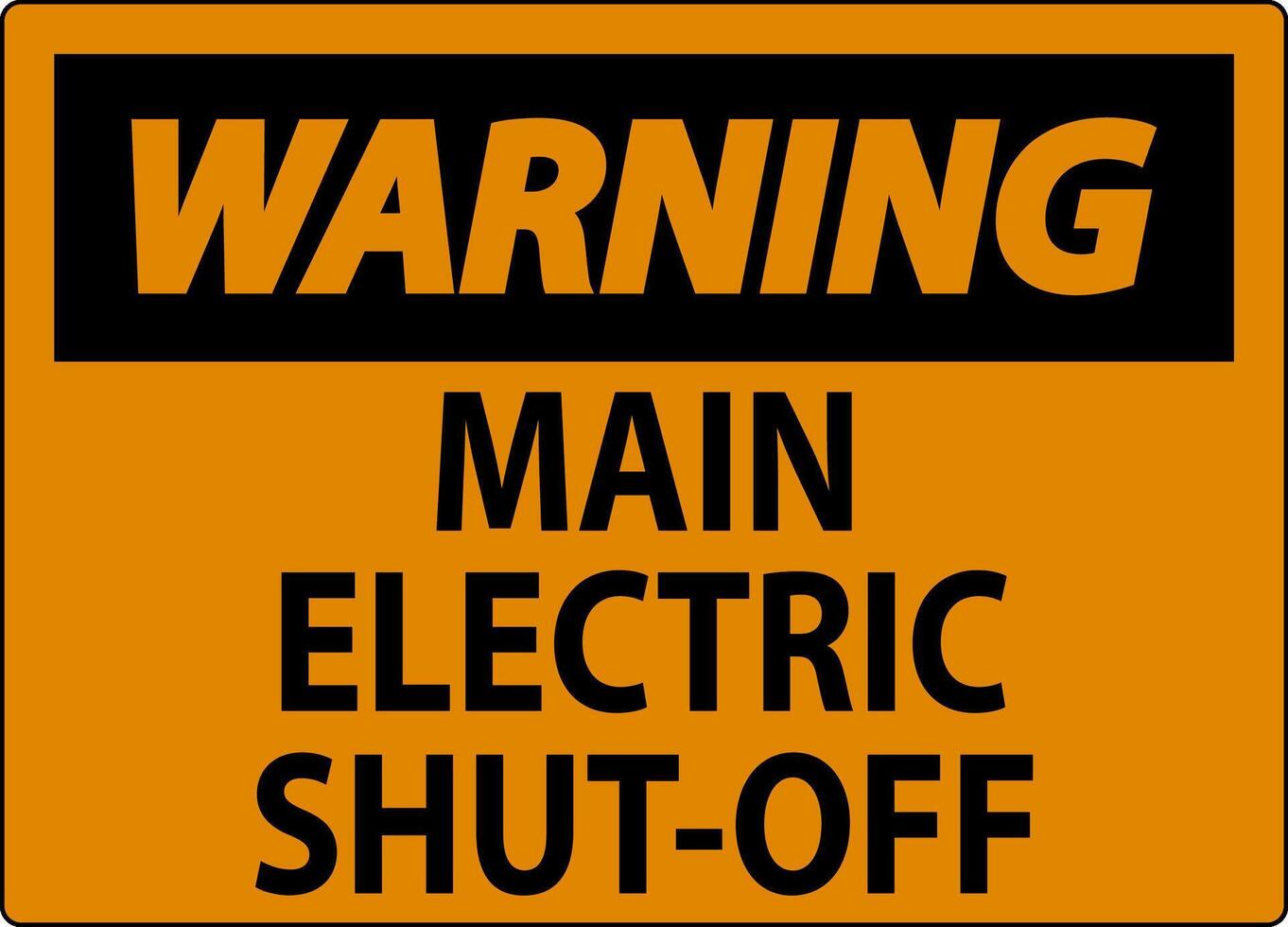 Warning Sign Main Electric Shut-Off vector