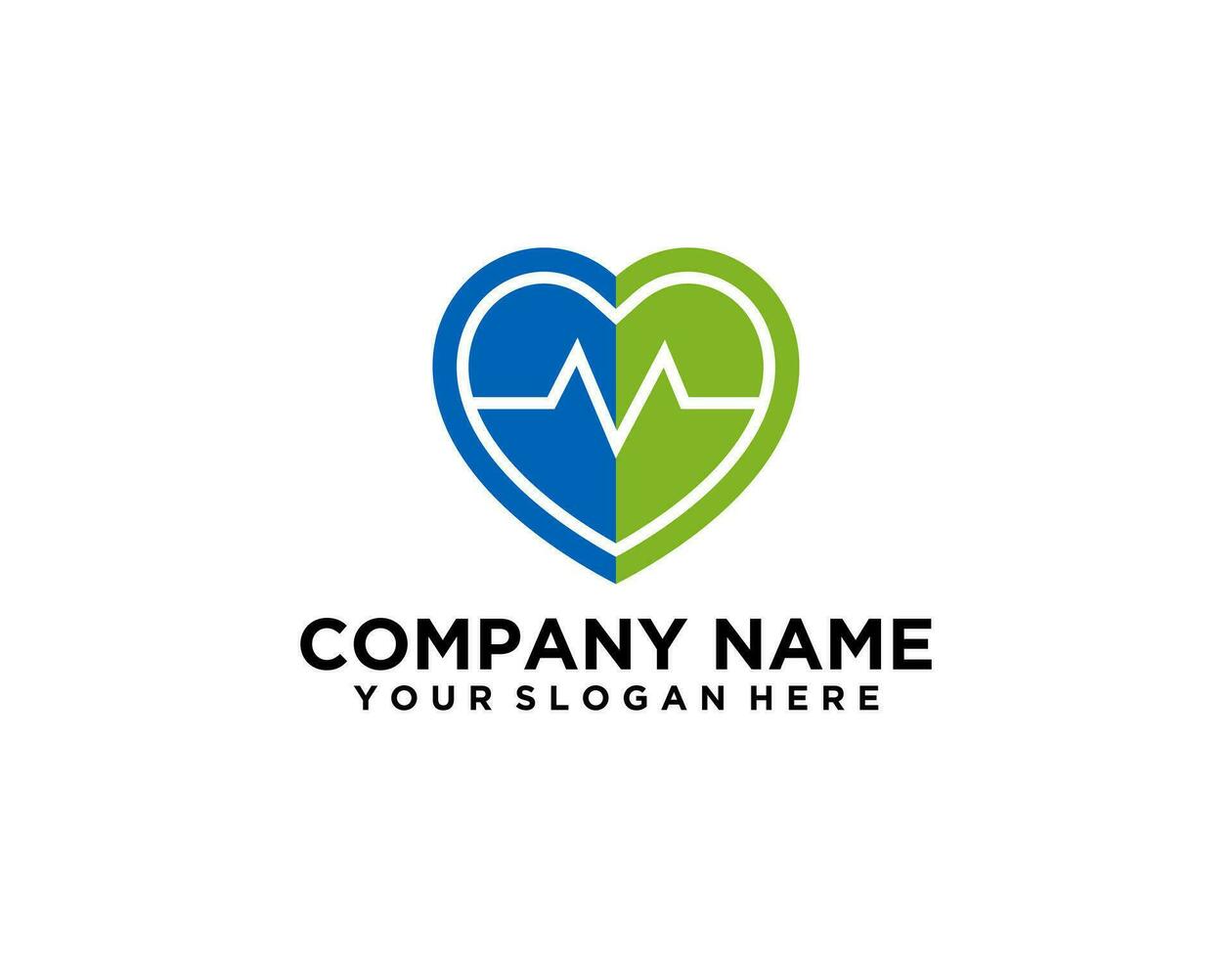 Modern Health Care Business Logo Icon for Hospital Medical Clinic Pharmacy Cross Symbol Design Element with blue and green heart vector