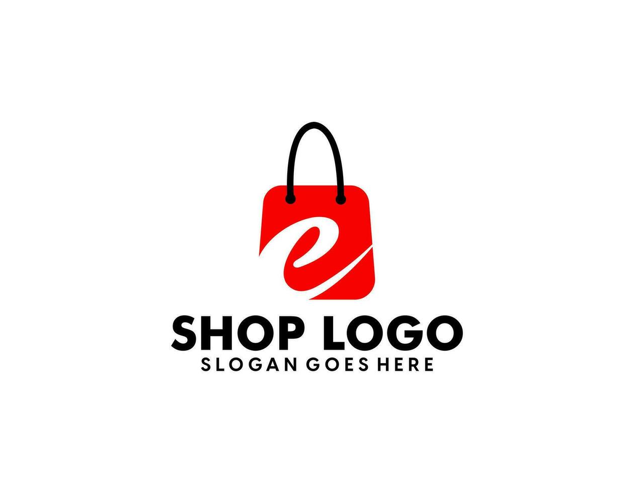 smile shop logo with bag icon for e commerce and store logo vector