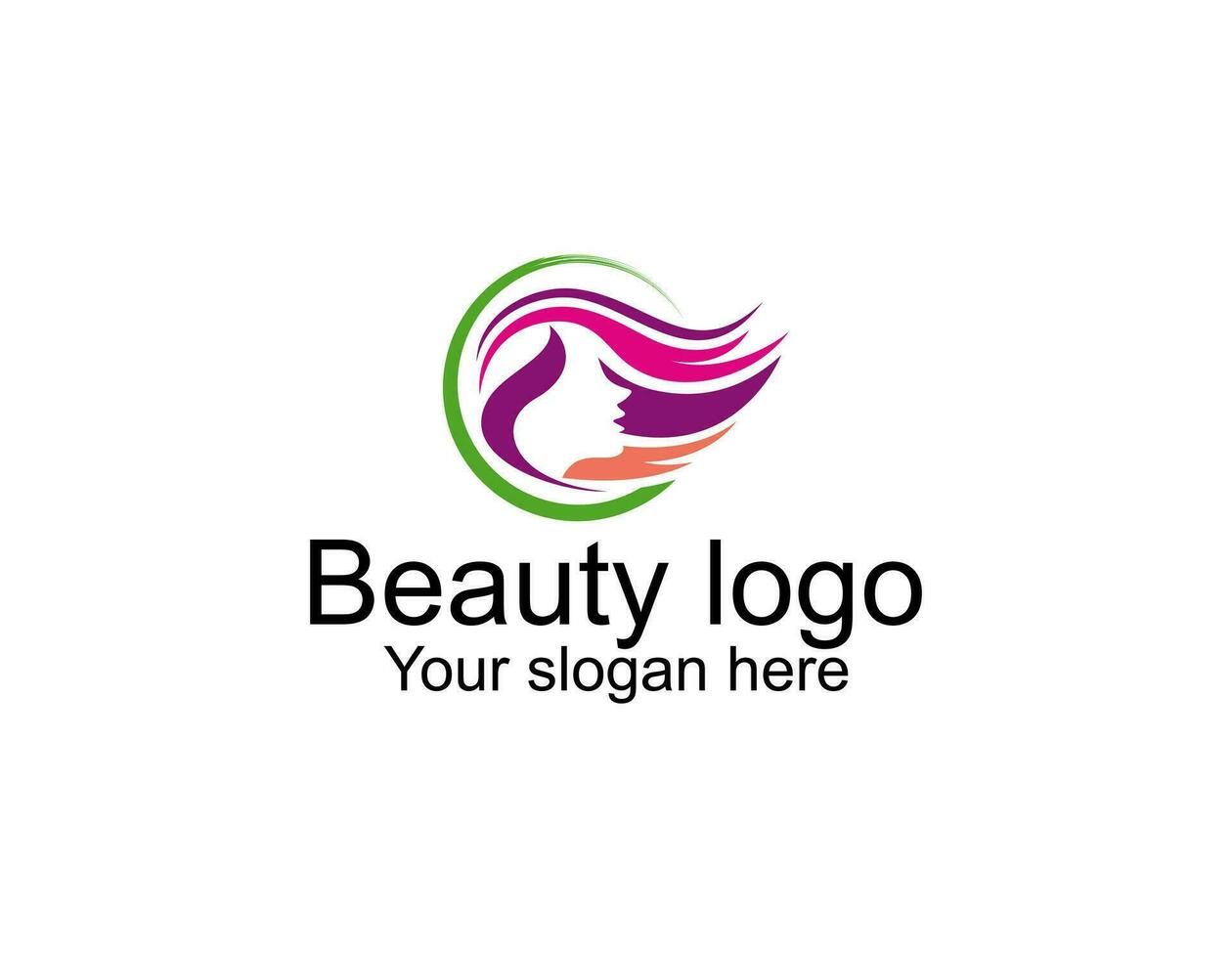woman hair leaf salon gold gradient logo design vector
